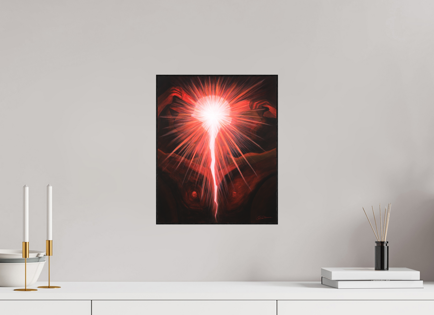 30 x 37 cm, Alu-Dibond mit Holzrahmen, schwarz Lichtkörper – Der neue Mensch