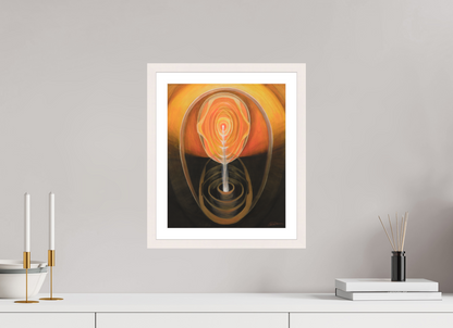 30 x 36,5 cm, Papier mit Holzrahmen, weiß Essenz &amp; Präsenz – die inneren Quellen