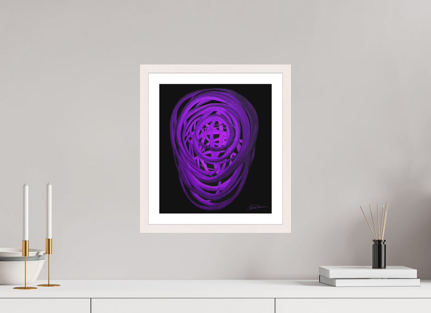 30 x 34,4 cm, Papier mit Holzrahmen, weiß Äther – Ursprung aller Form