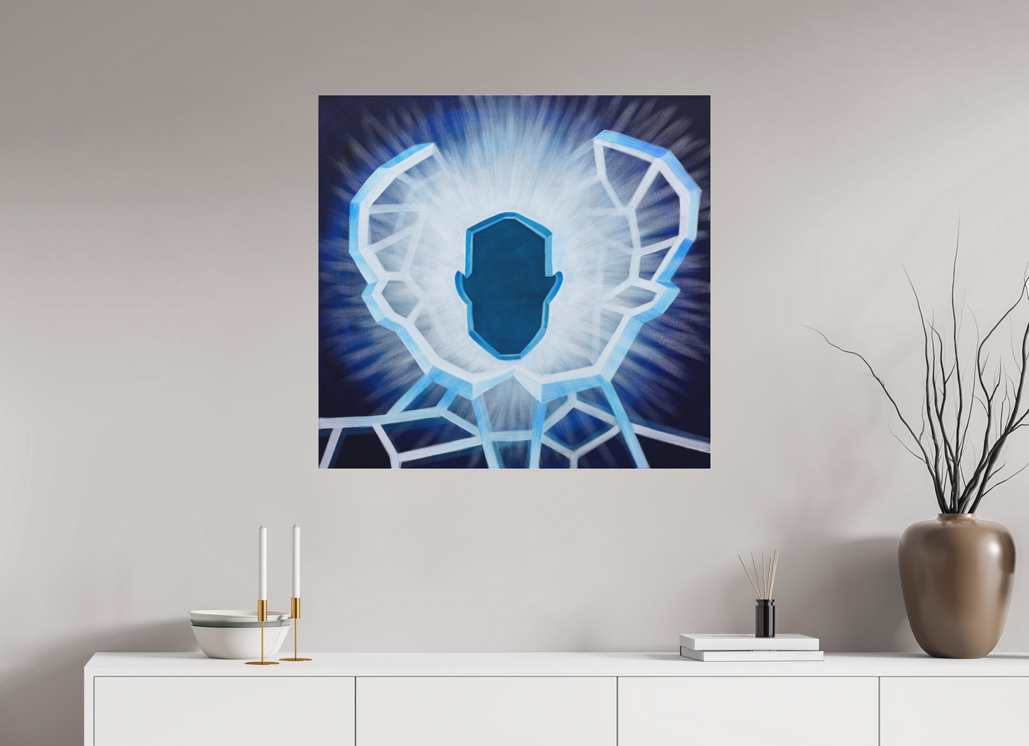 84 x 80 cm, Fine Art Pigmentdruck hinter Acrylglas Öffnung - vom alten zum neuen Ich