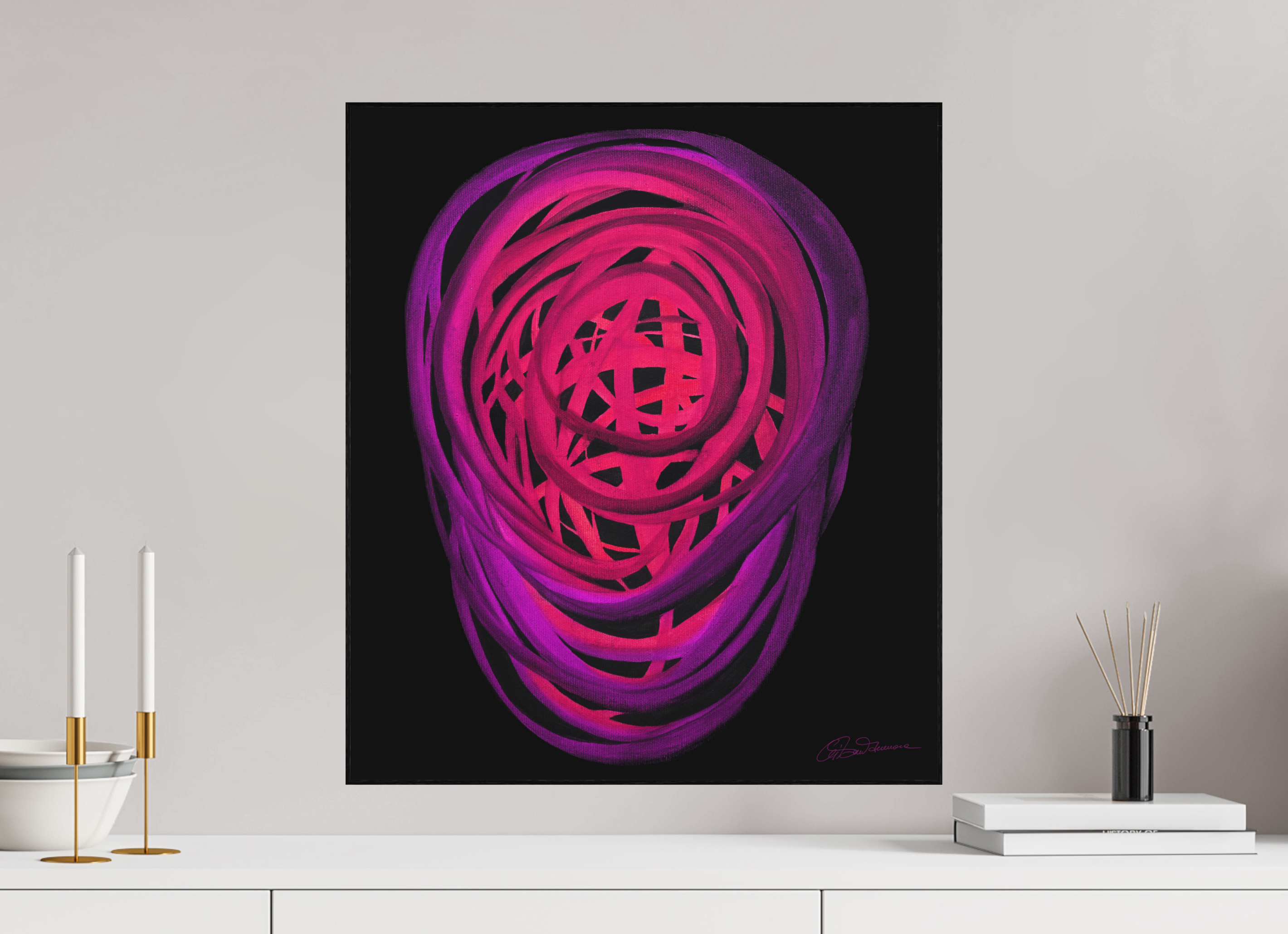 50 x 57,3 cm, Alu-Dibond mit Holzrahmen, schwarz Blütezeit