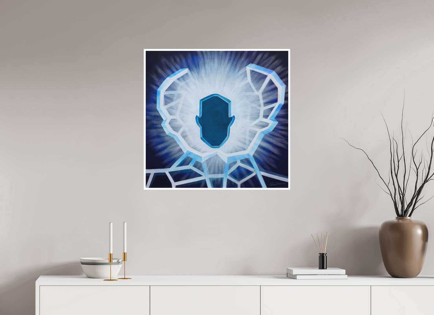 72,9 x 70 cm, Papier ohne Rahmen Öffnung - vom alten zum neuen Ich