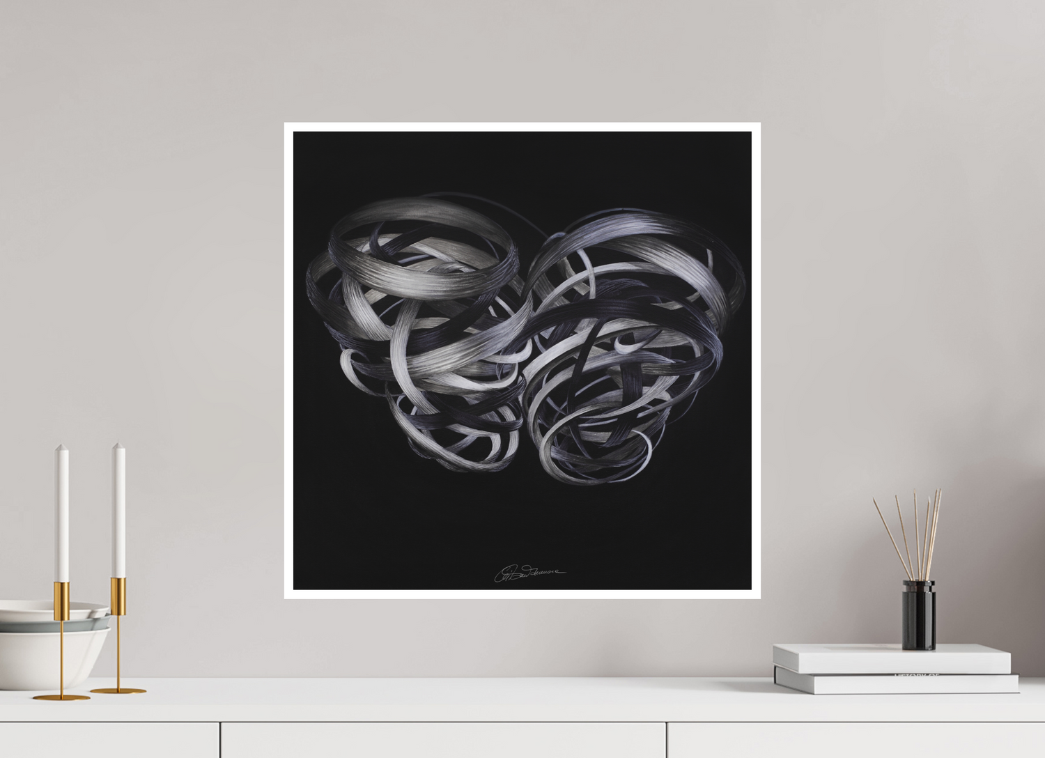 50 x 50 cm, Papier ohne Rahmen Kuss – Verflechtung