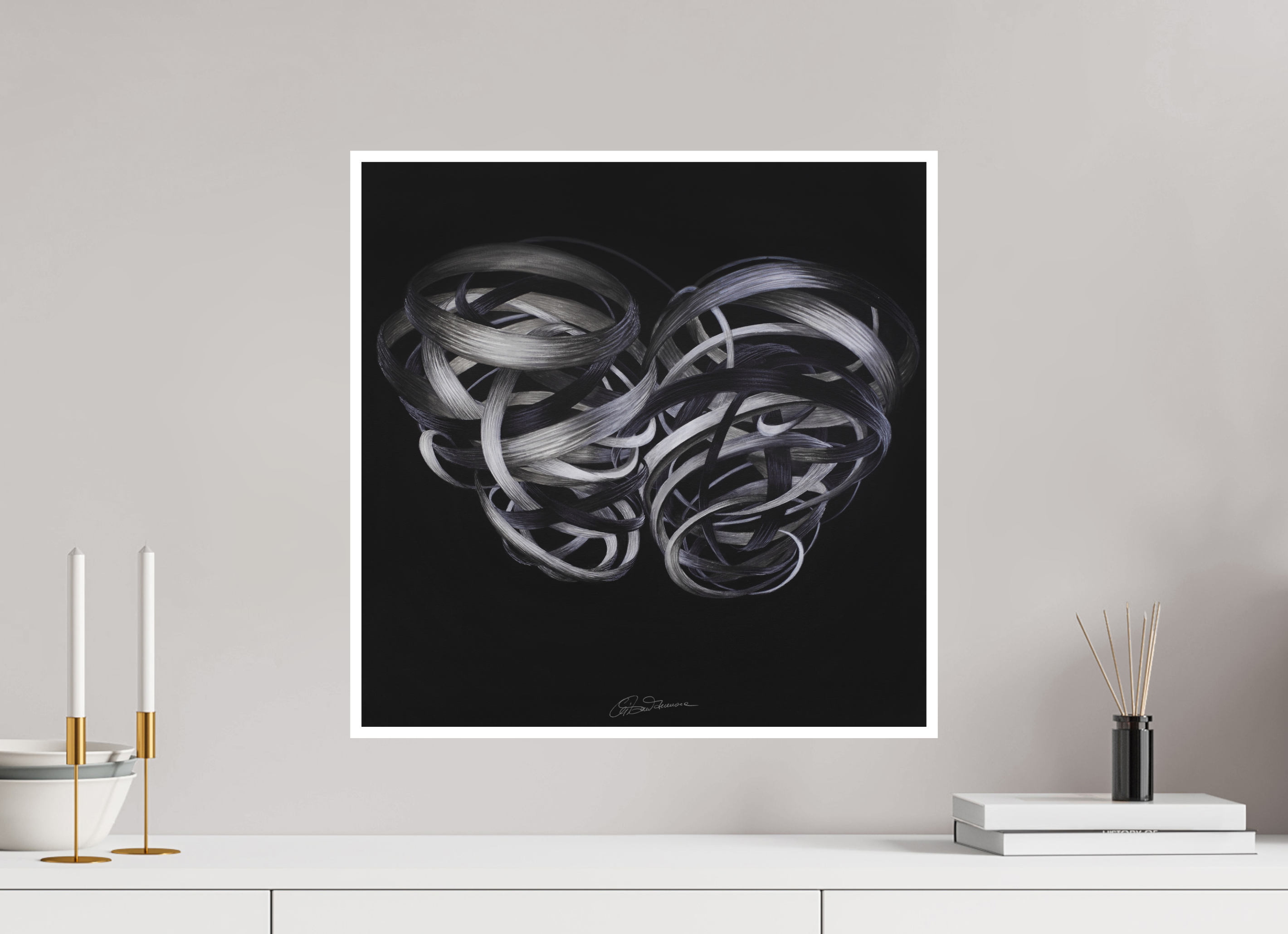 50 x 50 cm, Papier ohne Rahmen Kuss – Verflechtung