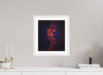 30 x 34,3 cm, Papier mit Holzrahmen, weiß Innere Tektonik – Feuer &amp; Wasser