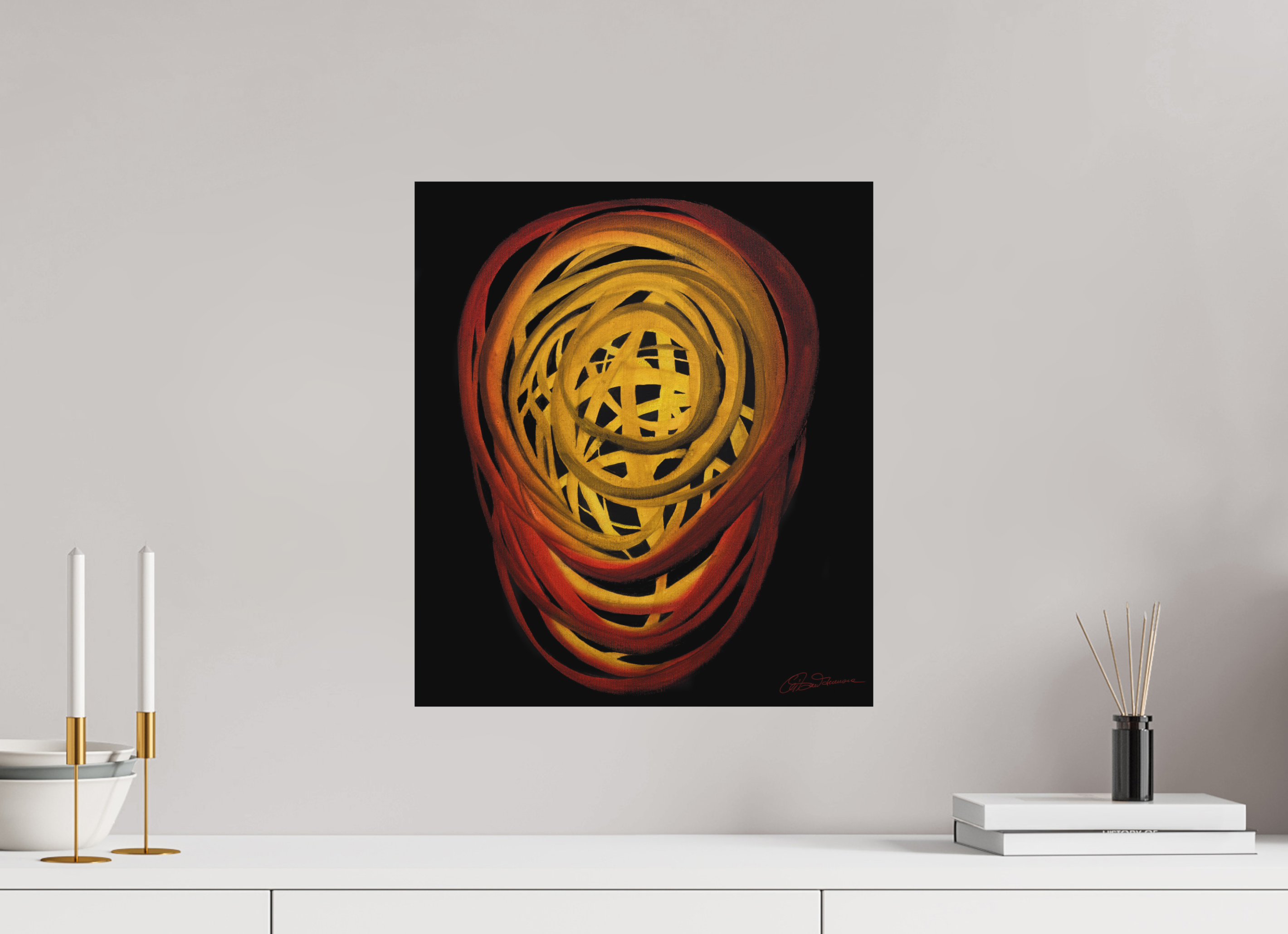 40 x 45,8 cm, Alu-Dibond mit Aufhängung Feuer | Sommer