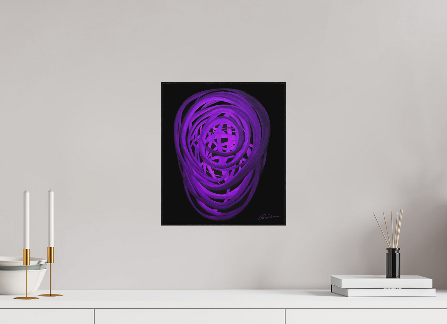 30 x 34,4 cm, Alu-Dibond mit Holzrahmen, schwarz Äther – Ursprung aller Form