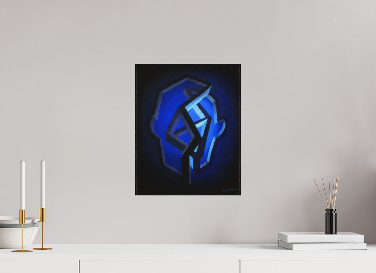 30 x 37,5 cm, Alu-Dibond mit Holzrahmen, schwarz Winterlicht