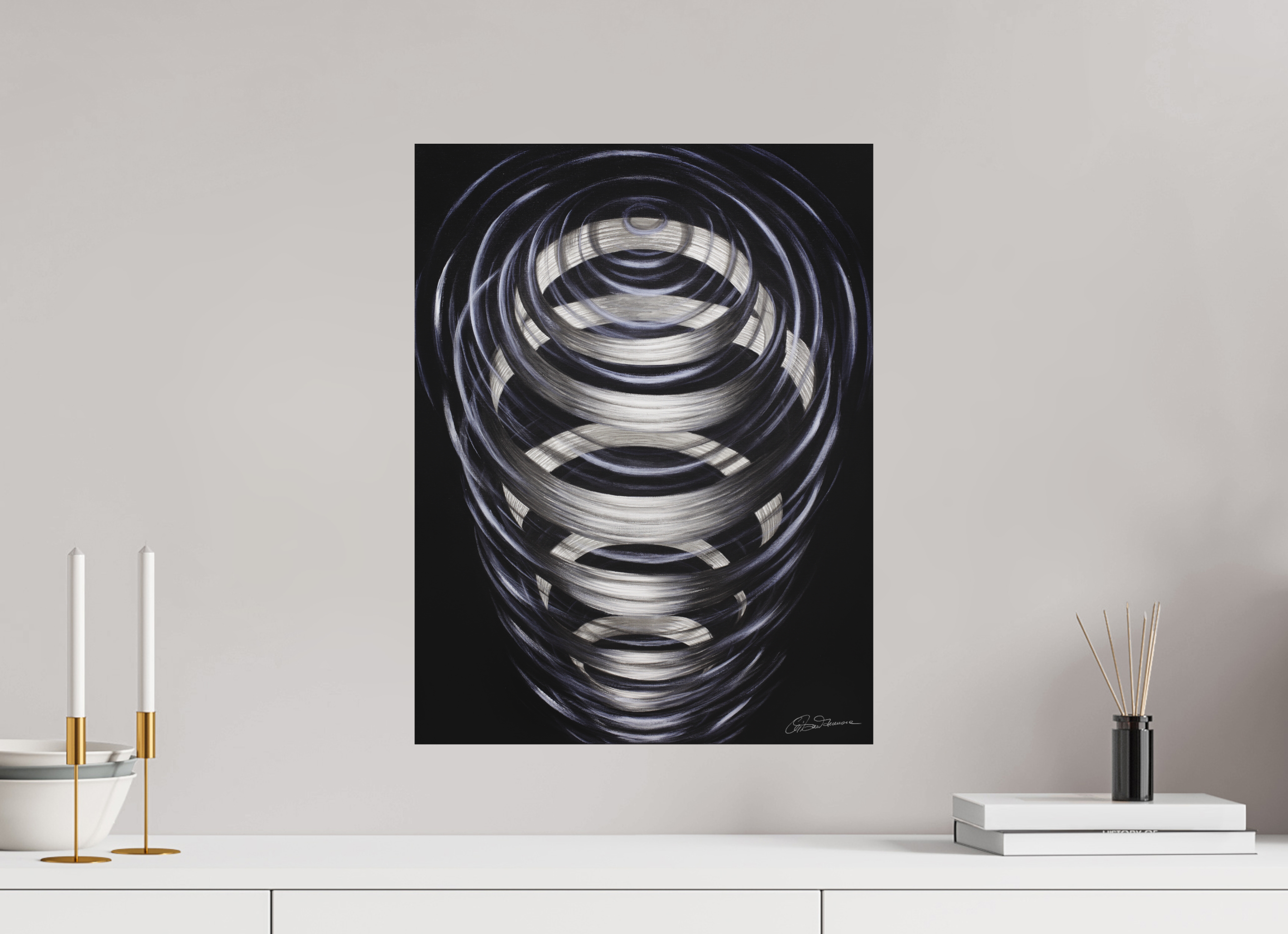 40 x 52,4 cm, Alu-Dibond mit Aufhängung Sich um sich selbst drehen