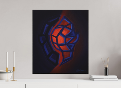 50 x 57,2 cm, Alu-Dibond mit Holzrahmen, schwarz Innere Tektonik – Feuer &amp; Wasser