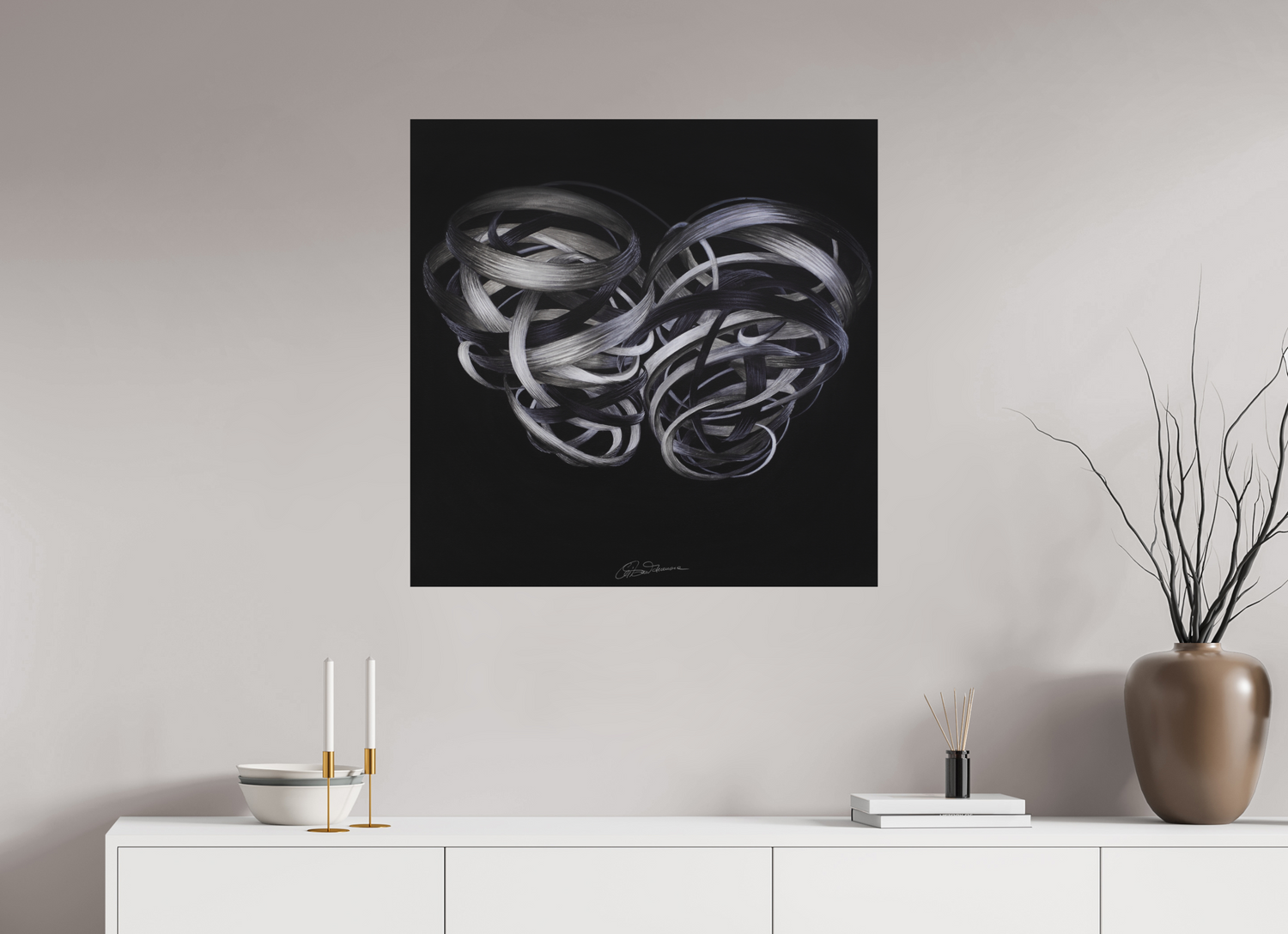 80 x 80 cm, Alu-Dibond mit Aufhängung Kuss – Verflechtung