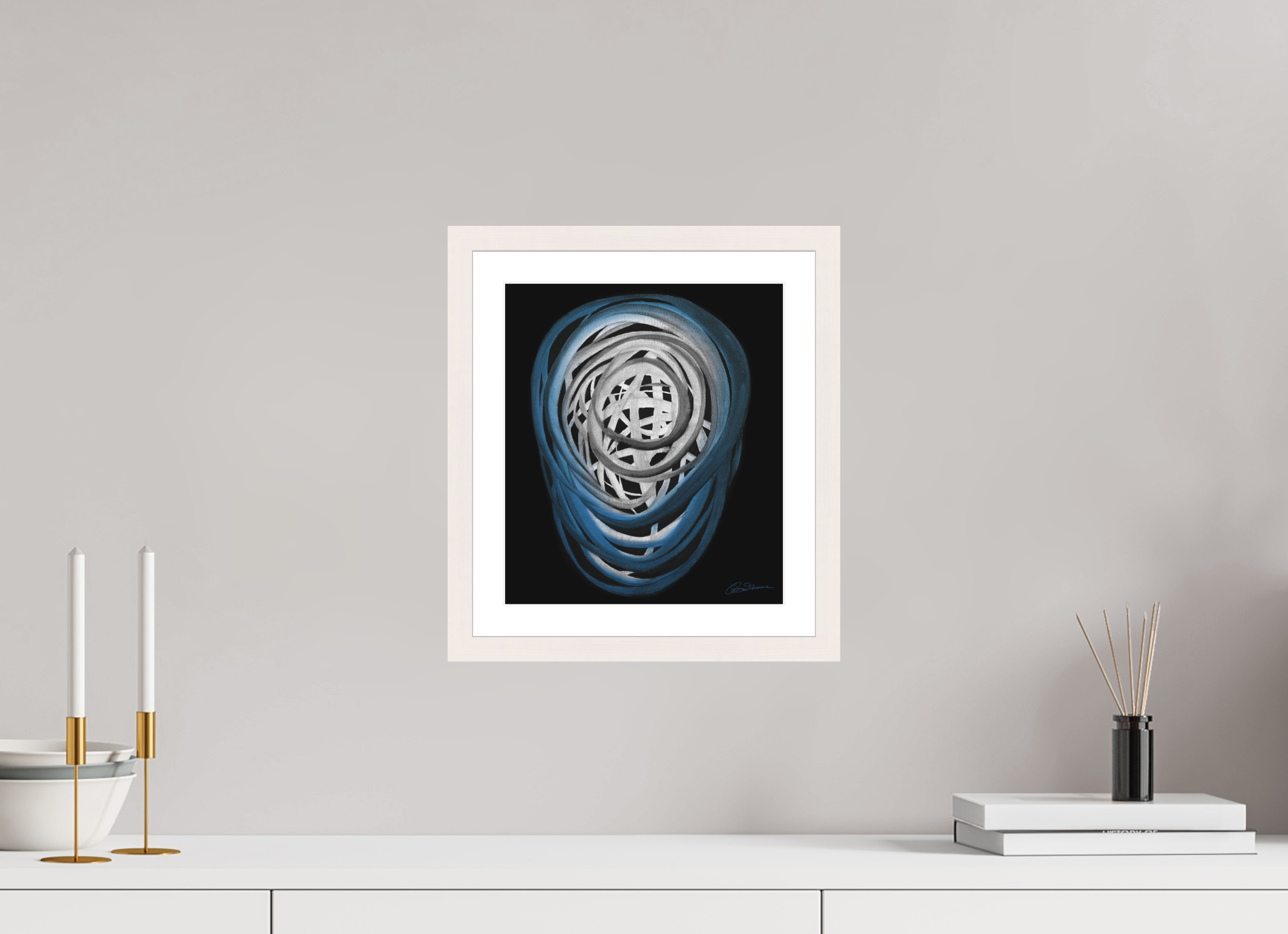 25 x 28,7 cm, Papier mit Holzrahmen, weiß Luft | Atem