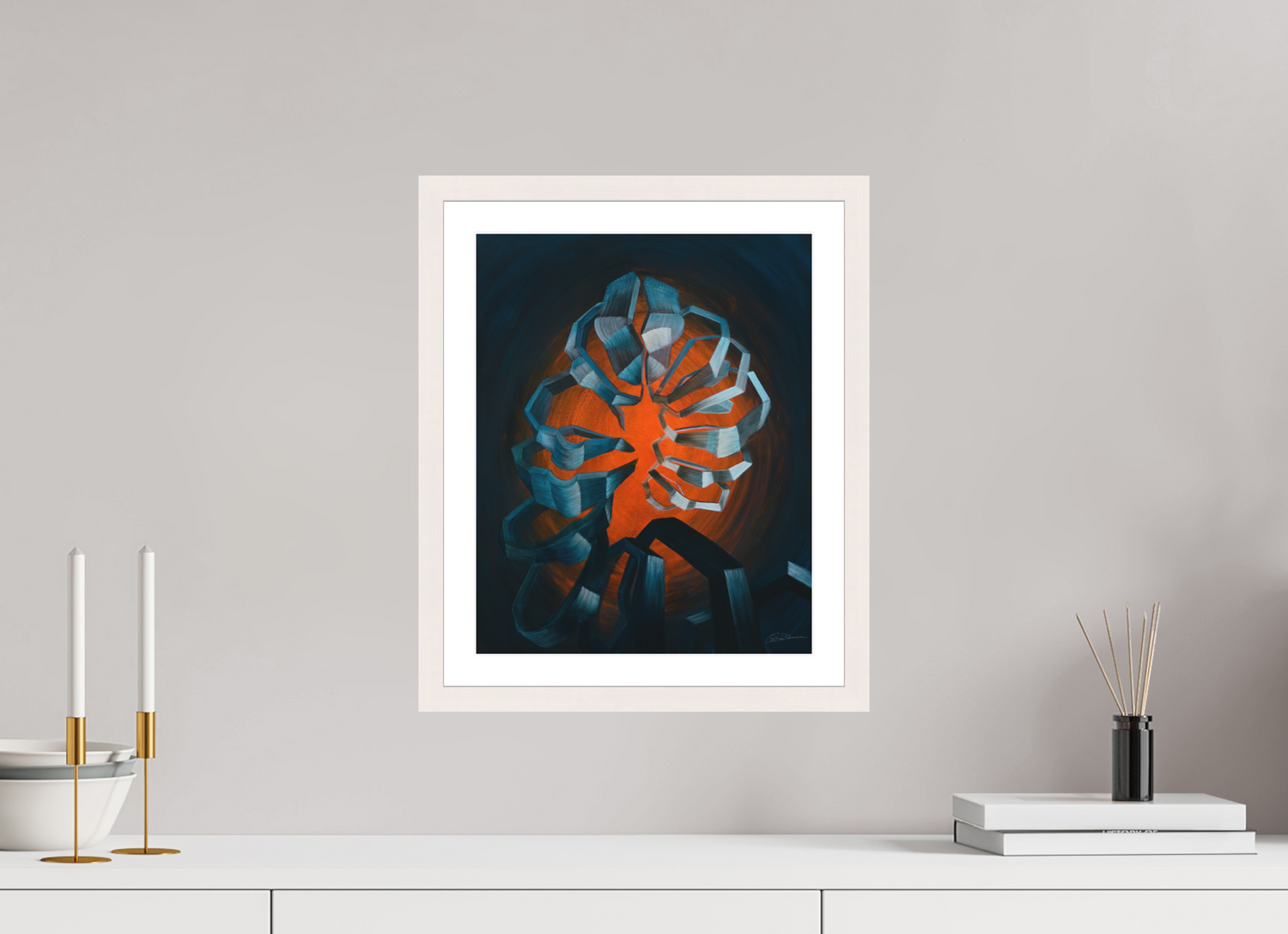 30 x 37,3 cm, Papier mit Holzrahmen, weiß Evolution des Selbst