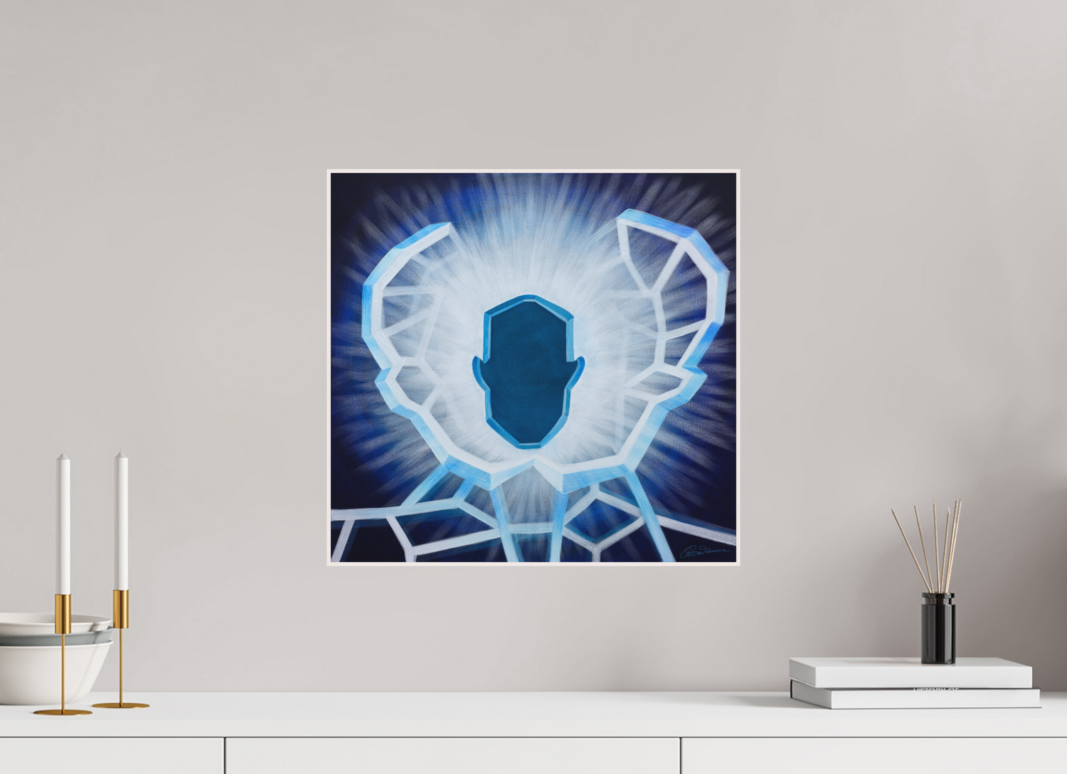 41,7 x 40 cm, Alu-Dibond mit Holzrahmen, weiß Öffnung - vom alten zum neuen Ich