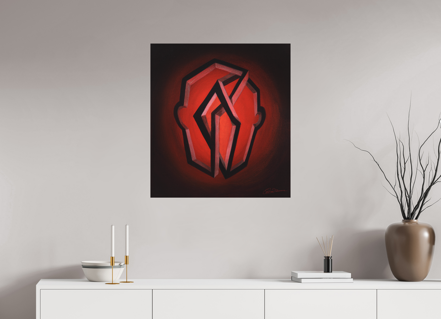 70 x 77,2 cm, Alu-Dibond-Druck mit Aufhängung Selbst-Bild. Innere Architetkur