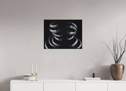 65,4 x 50 cm, Alu-Dibond mit Holzrahmen, schwarz Ineinandergreifend