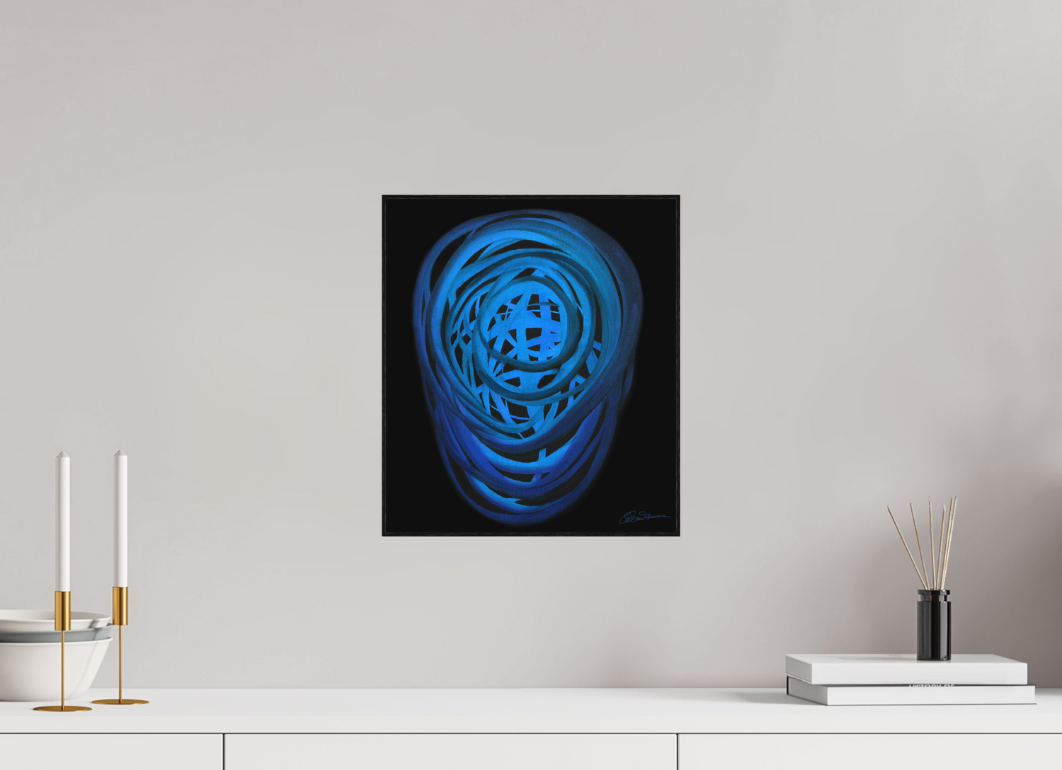 30 x 34,5 cm, Kunstdruck auf Alu-Dibond, gerahmt, Eiche, schwarz Wasser | Winter