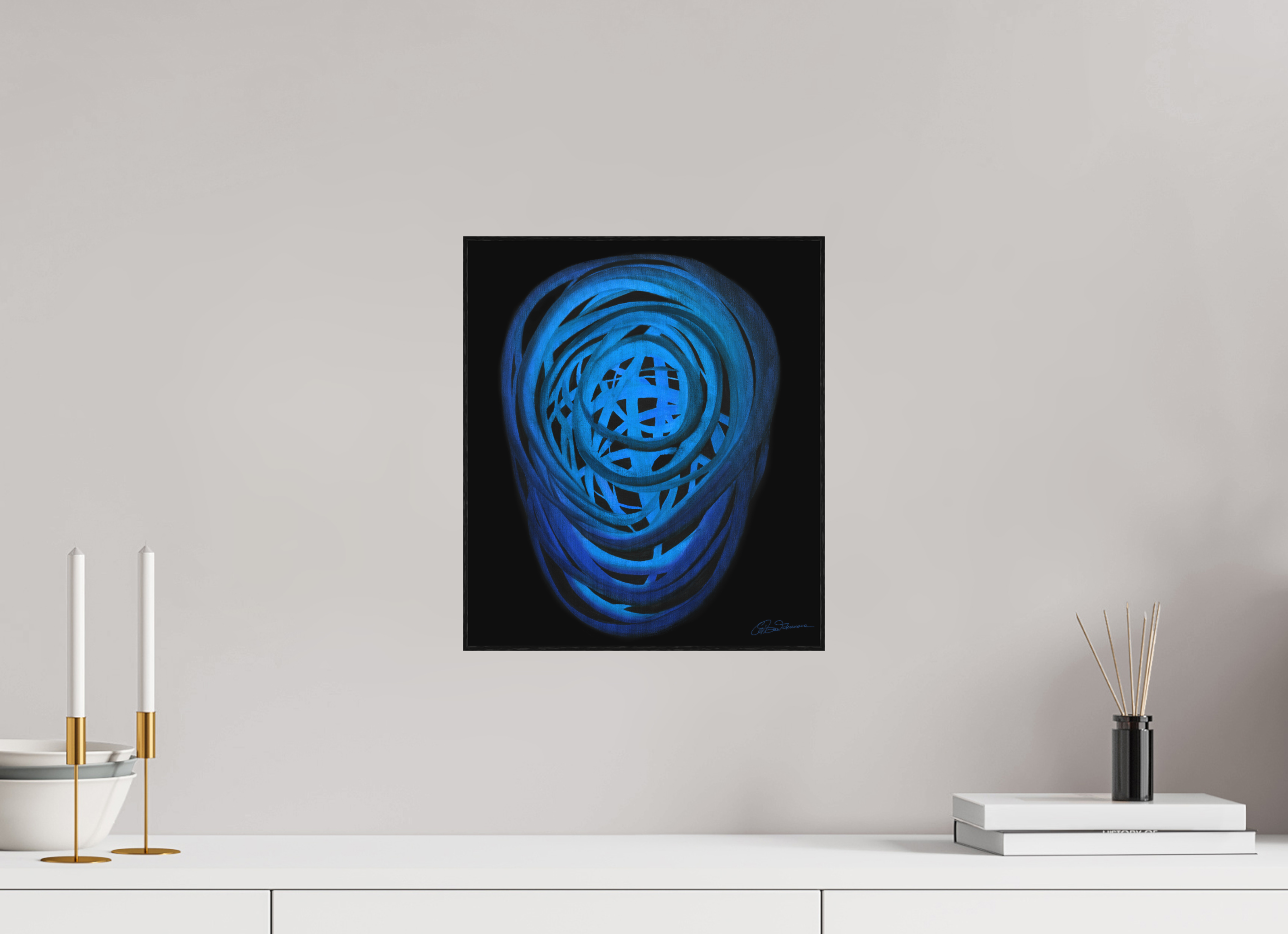 30 x 34,5 cm, Kunstdruck auf Alu-Dibond, gerahmt, Eiche, schwarz Wasser | Winter