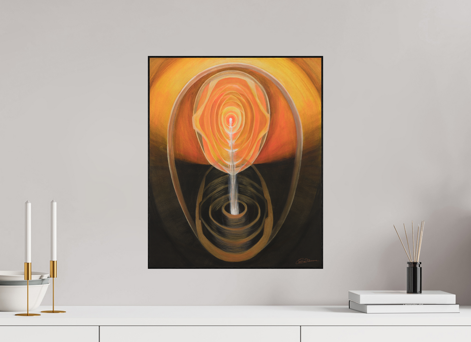 40 x 48,7 cm, Alu-Dibond mit Holzrahmen, schwarz Essenz &amp; Präsenz – die inneren Quellen