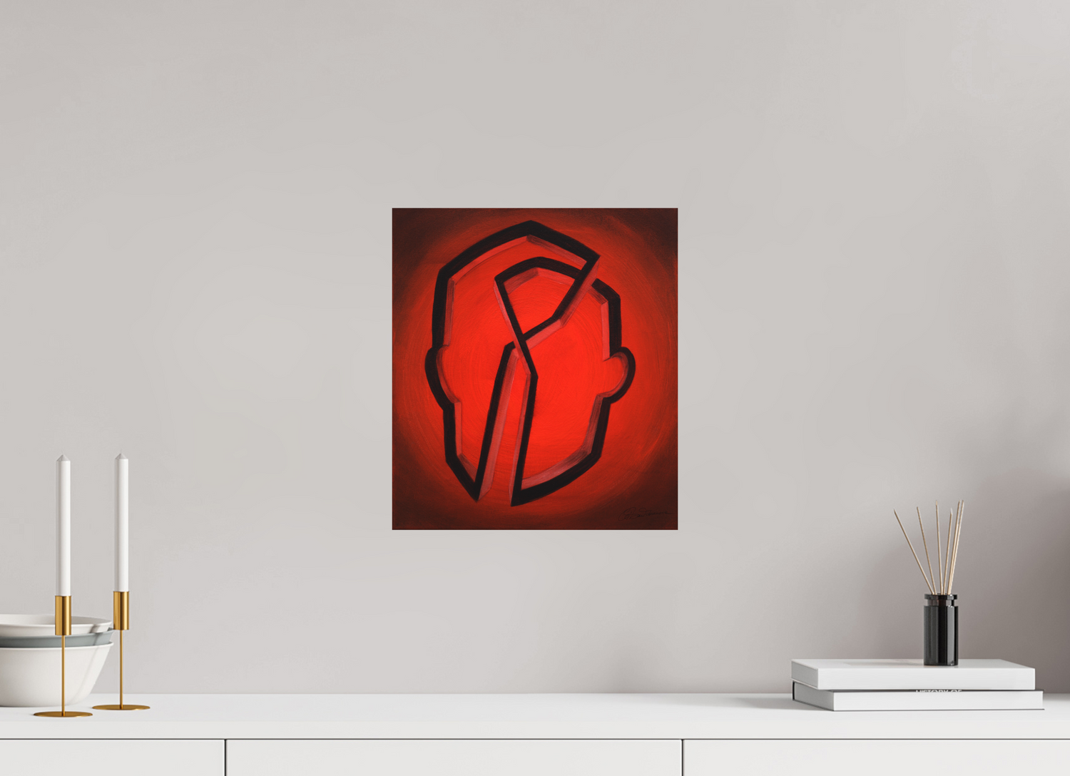 30 x 33,8 cm, Alu-Dibond-Druck mit Aufhängung Selbst-Bild. Zwei Seiten ein Selbst