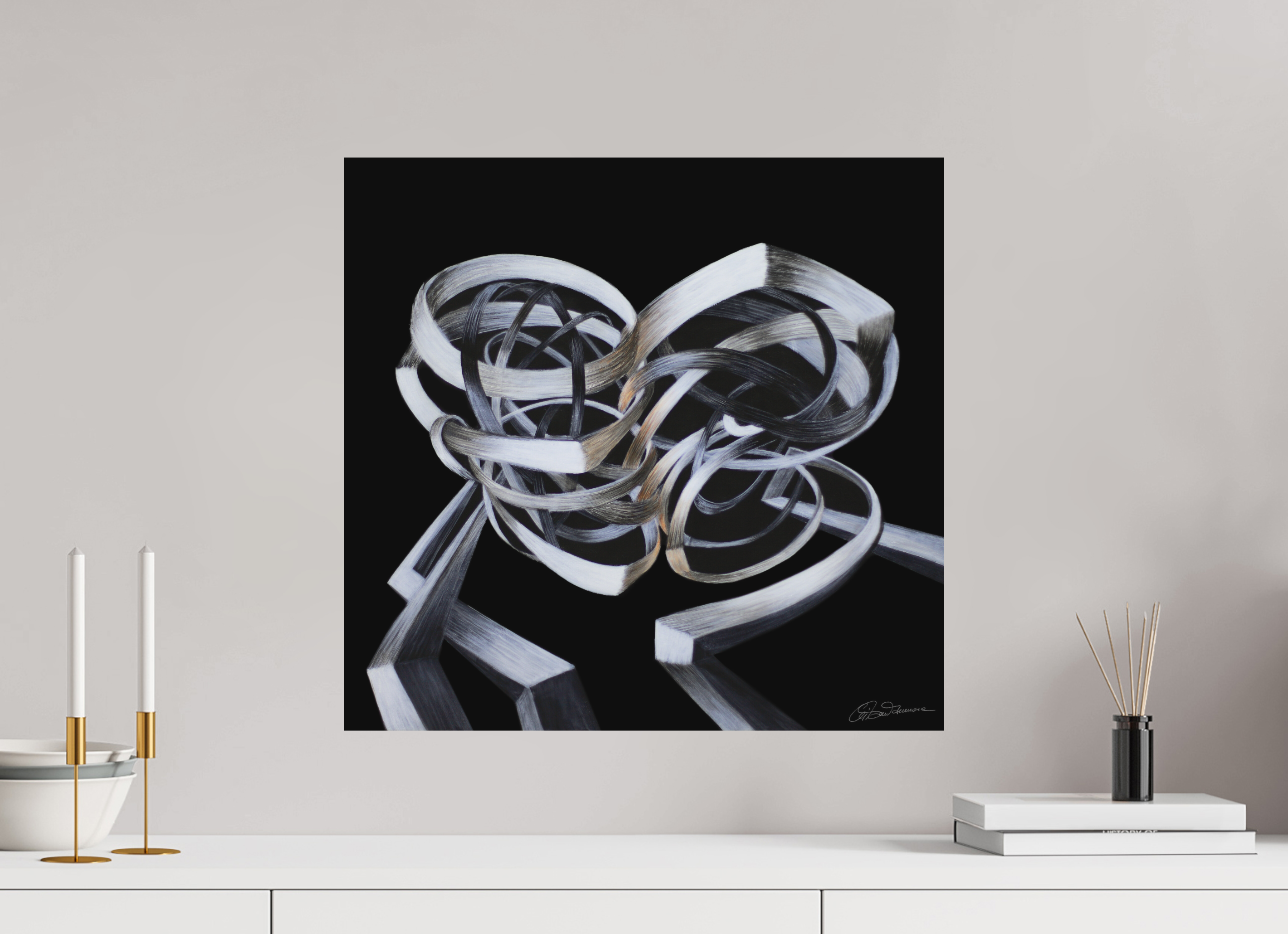 52,3 x 50 cm, Alu-Dibond mit Aufhängung Verschränkung - Kuss