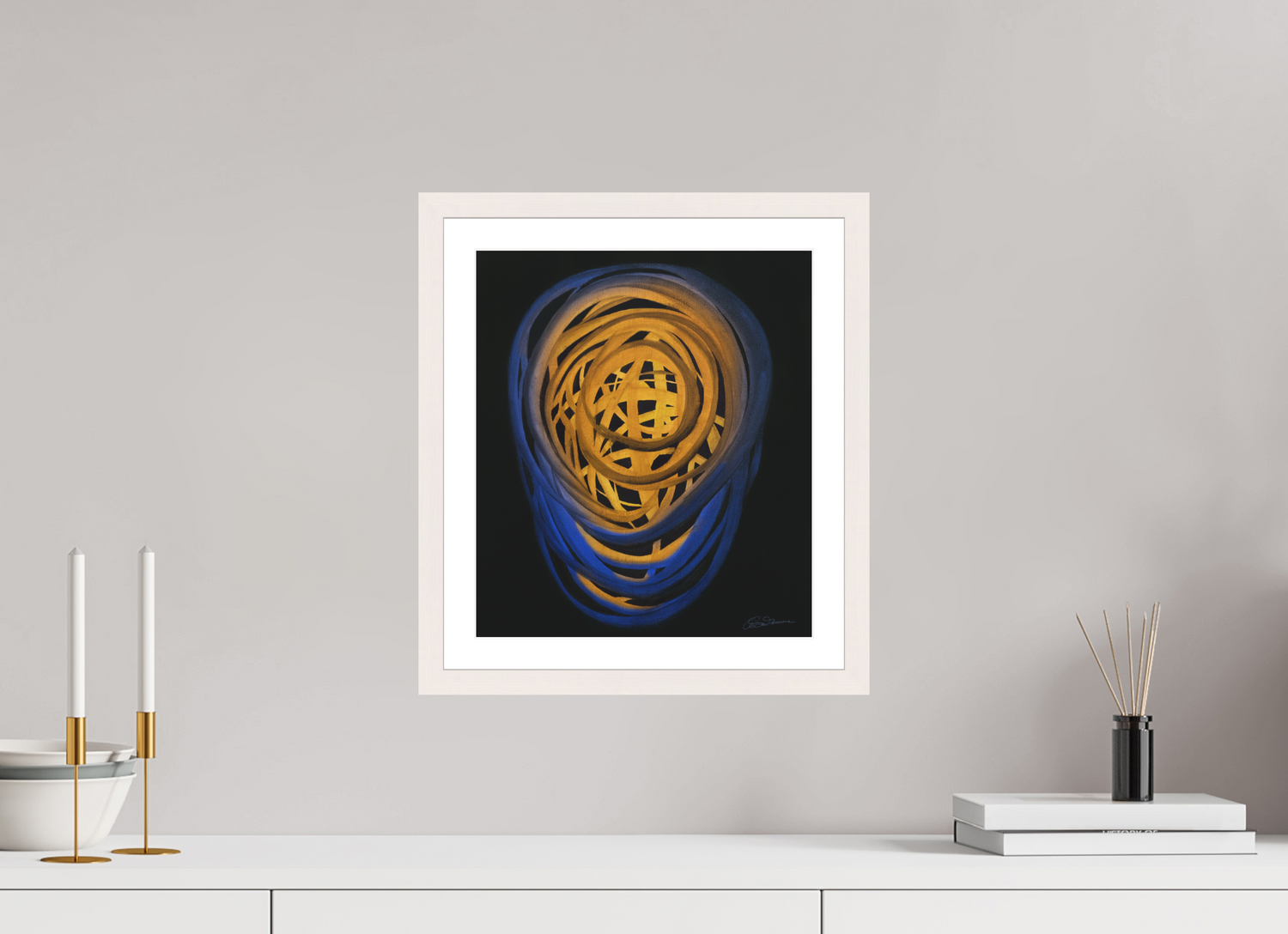 30 x 34,4 cm, Papier mit Holzrahmen, weiß Erde &amp; Wasser | Frühsommer