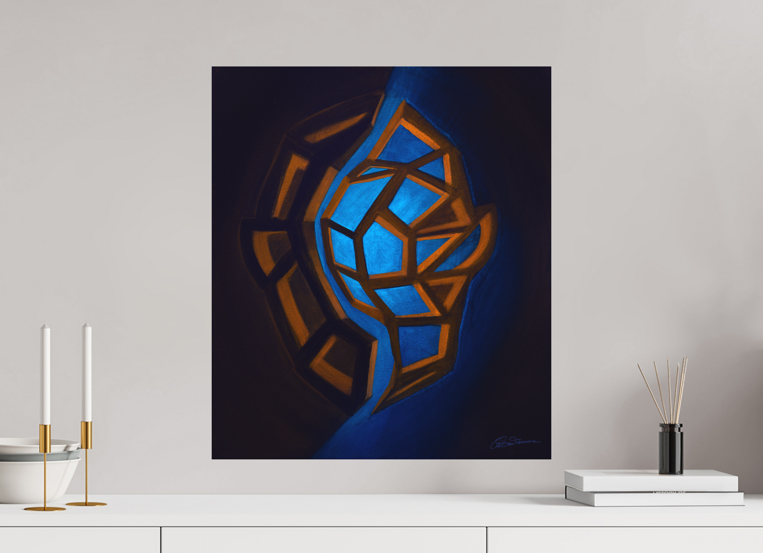 50 x 57,9 cm, Alu-Dibond-Druck mit Aufhängung Innere Tektonik – Erde &amp; Wasser