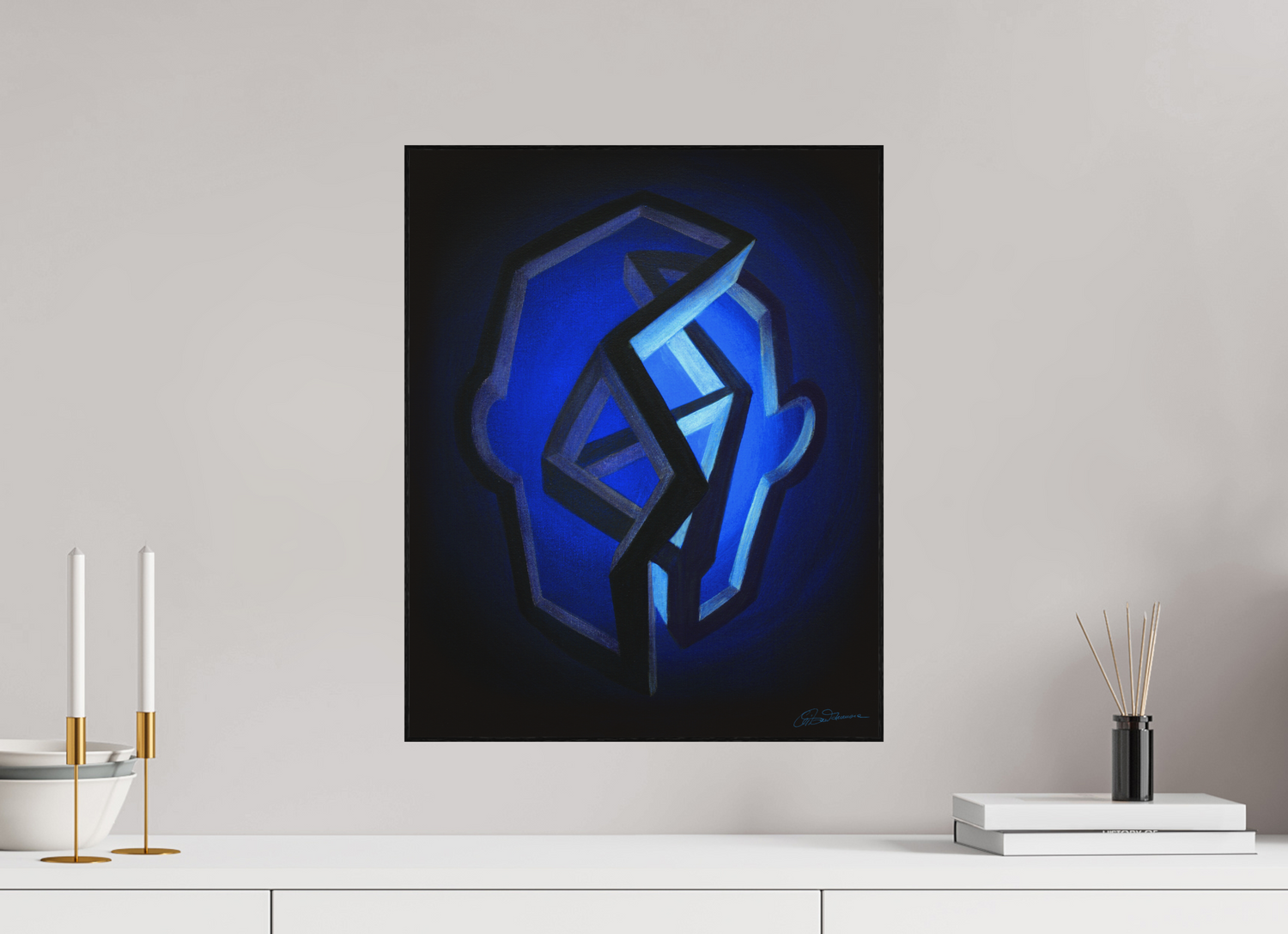 40 x 50 cm, Alu-Dibond mit Holzrahmen, schwarz Winterlicht