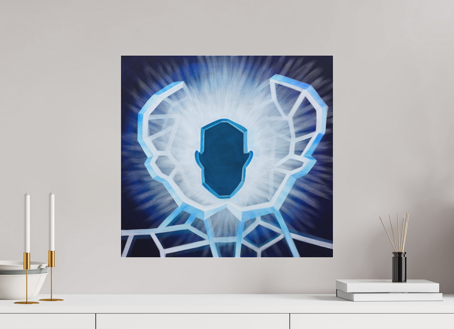 52,5 x 50 cm, Fine Art Pigmentdruck hinter Acrylglas Öffnung - vom alten zum neuen Ich