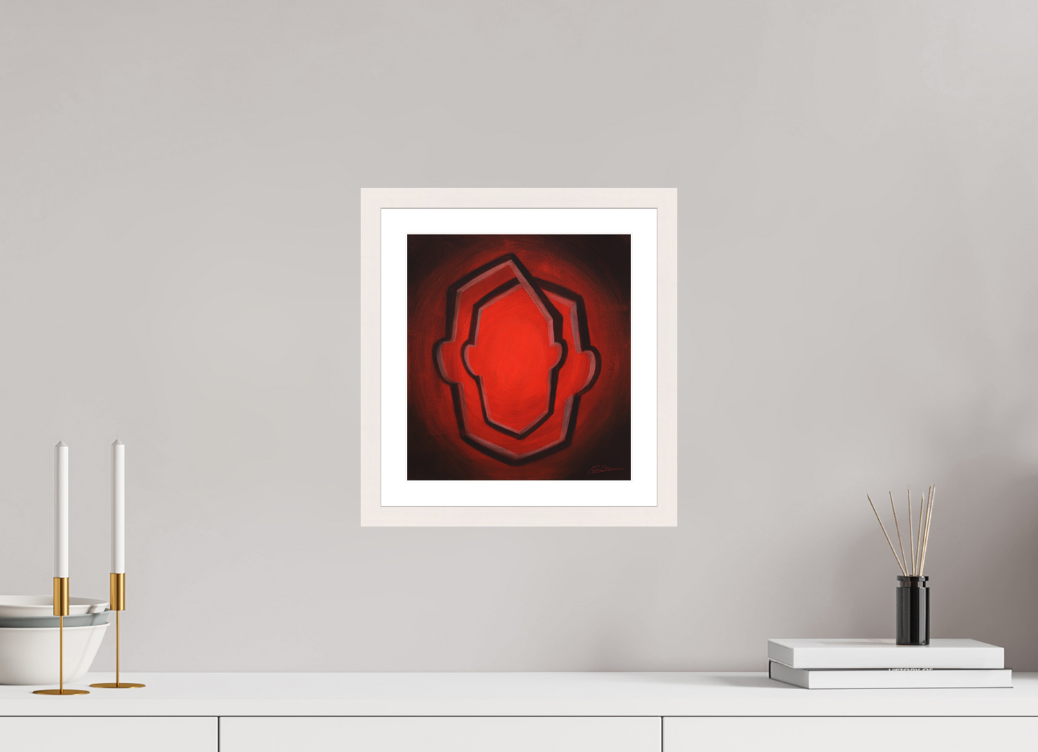 25 x 27,4 cm, Papier mit Holzrahmen | weiß | Museumsglas Selbst-Bild. Die unendliche Wandlung