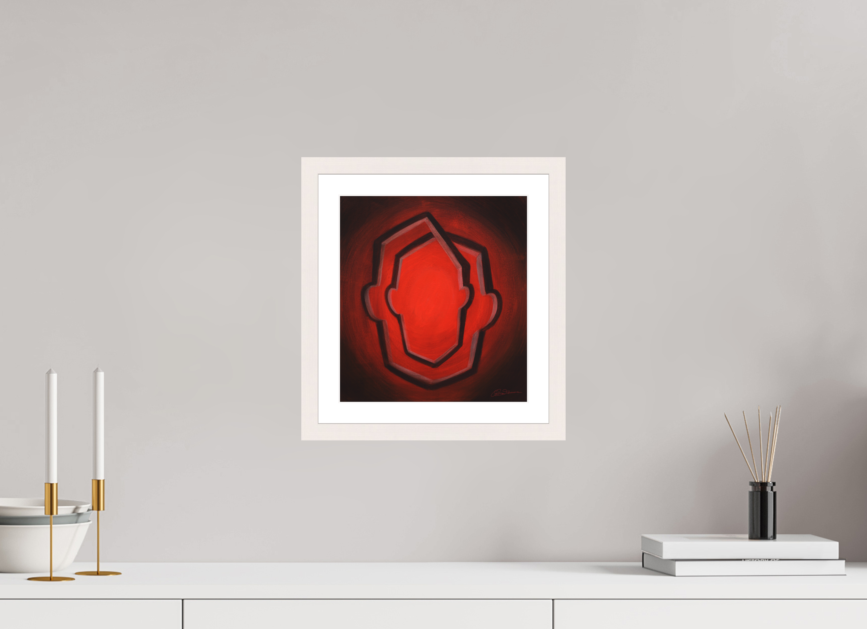 25 x 27,4 cm, Papier mit Holzrahmen | weiß | Museumsglas Selbst-Bild. Die unendliche Wandlung