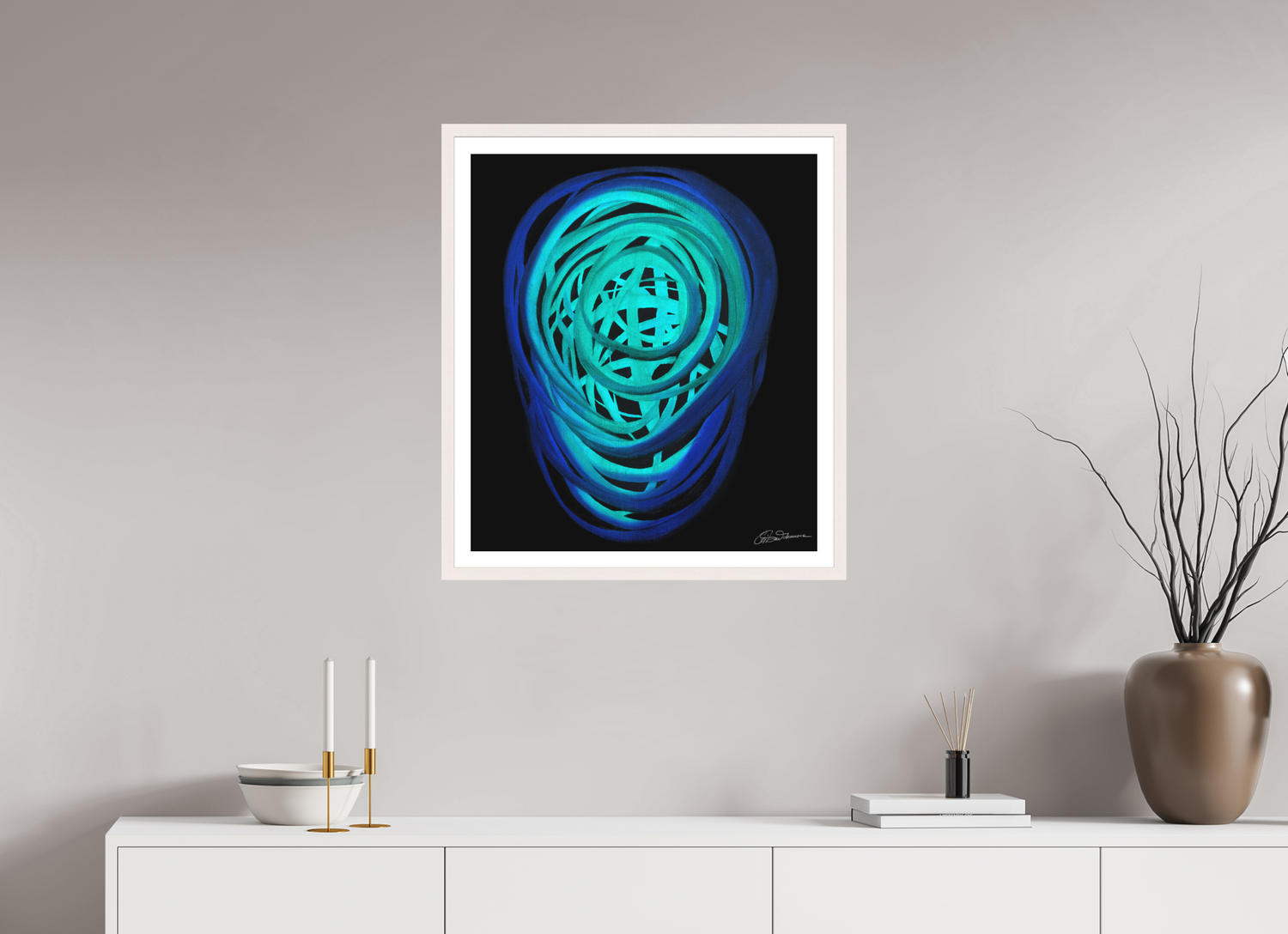 60 x 68,7 cm, Papier mit Holzrahmen, weiß Wasser | Frühling