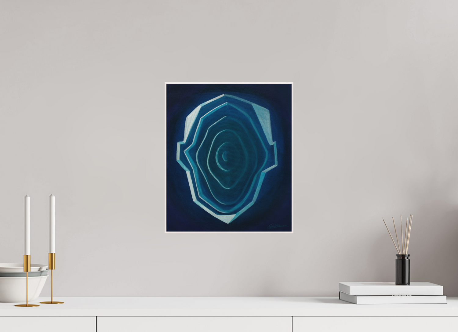 30 x 35,4 cm, Alu-Dibond mit Holzrahmen, weiß Schichten des Selbst