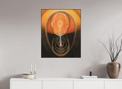 70 x 85,2 cm, Alu-Dibond mit Holzrahmen, schwarz Essenz &amp; Präsenz – die inneren Quellen