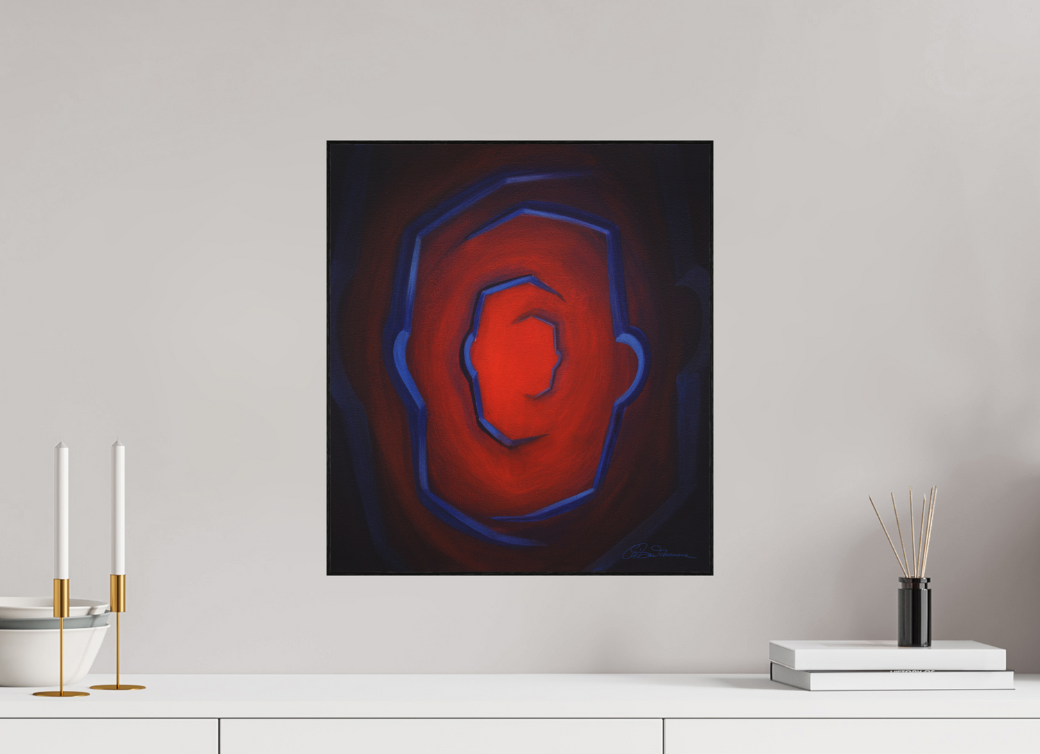 40 x 45,1 cm, Alu-Dibond mit Holzrahmen, schwarz Ich war, ich bin, ich werde sein