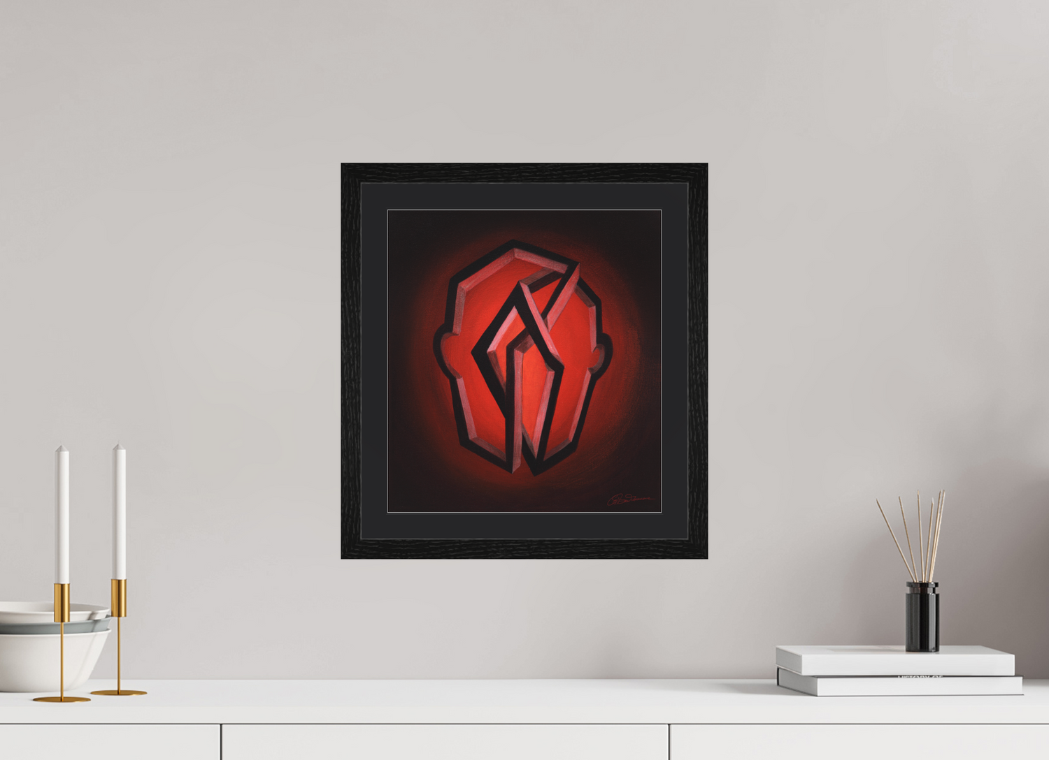 30 x 33,1 cm, Papier mit Holzrahmen, weiß Selbst-Bild. Innere Architetkur