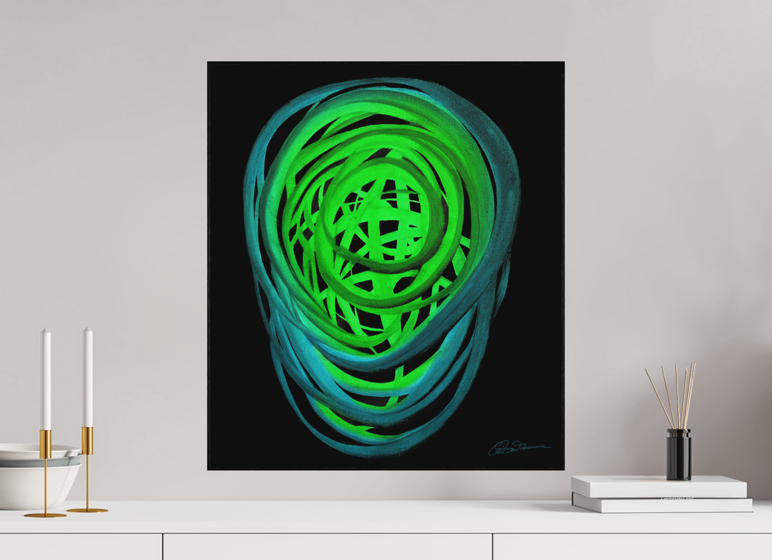 50 x 57,3 cm, Alu-Dibond mit Holzrahmen, schwarz Frühling | Aufbruch