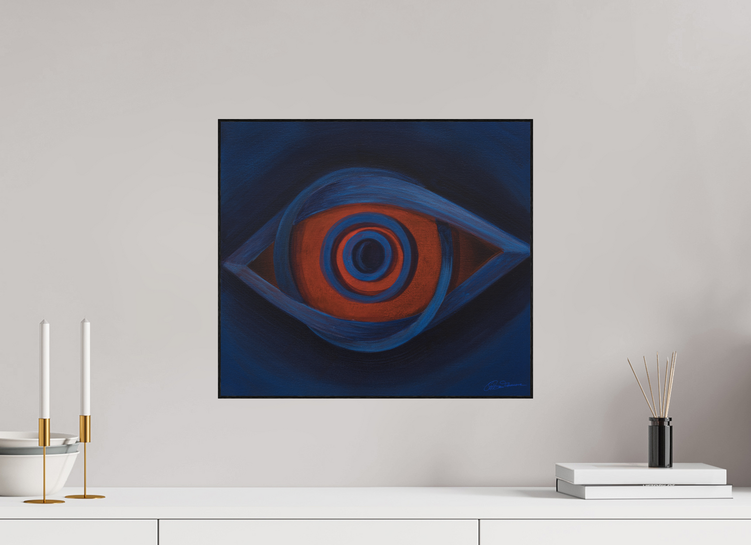 45,2 x 40 cm, Alu-Dibond mit Holzrahmen, schwarz Auge der Erkenntnis