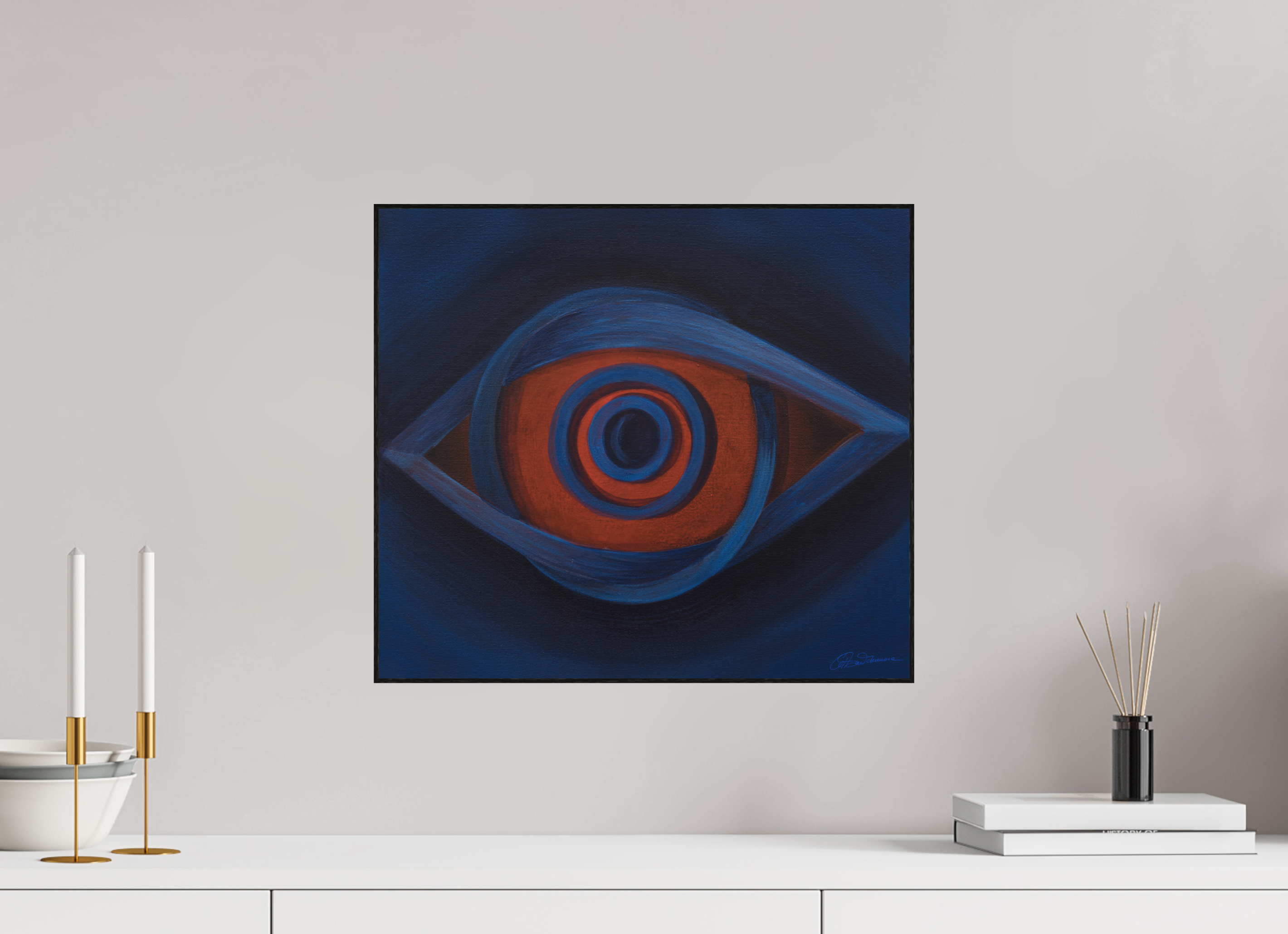 45,2 x 40 cm, Alu-Dibond mit Holzrahmen, schwarz Auge der Erkenntnis