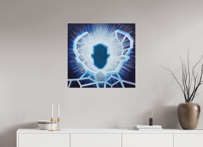 73,5 x 70 cm, Fine Art Pigmentdruck hinter Acrylglas Öffnung - vom alten zum neuen Ich