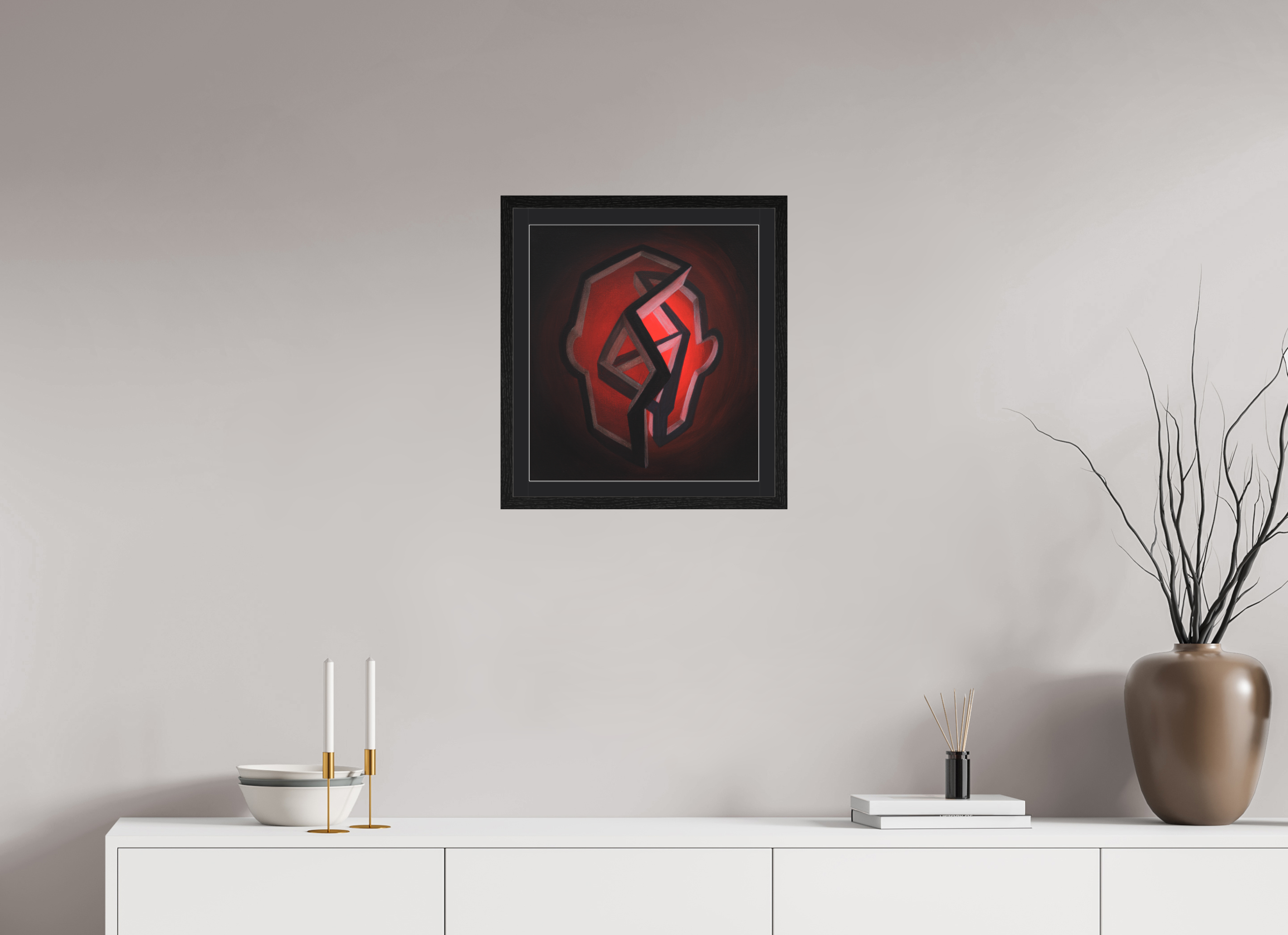 40 x 44,5 cm, Foto Papier schwarzes passapartout und schwarzer rahmen Selbst-Bild. Zwischen Vergangenheit und Werden