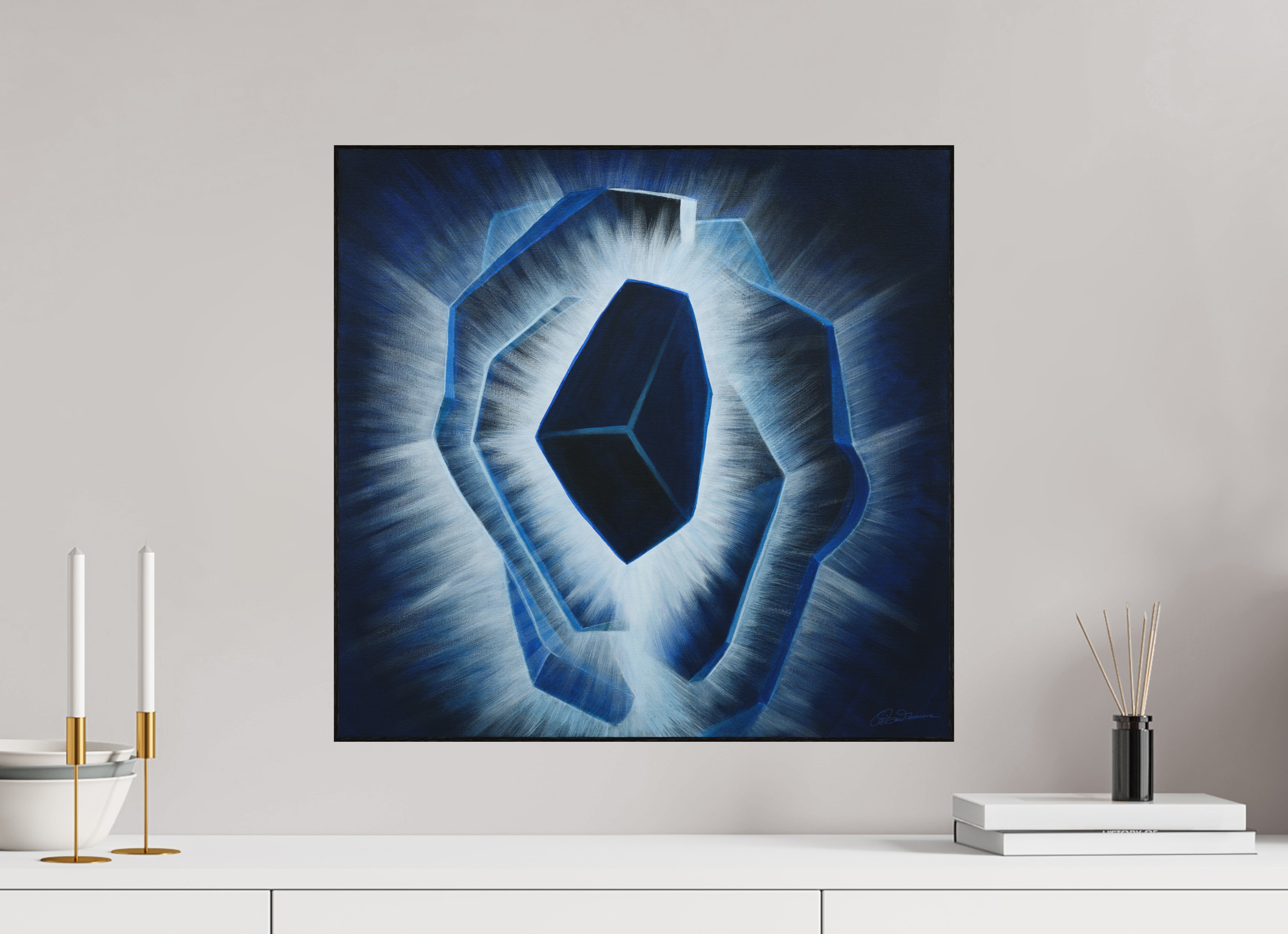 52 x 50 cm, Alu-Dibond mit Holzrahmen, schwarz Der innere Durchbruch – Erwachen