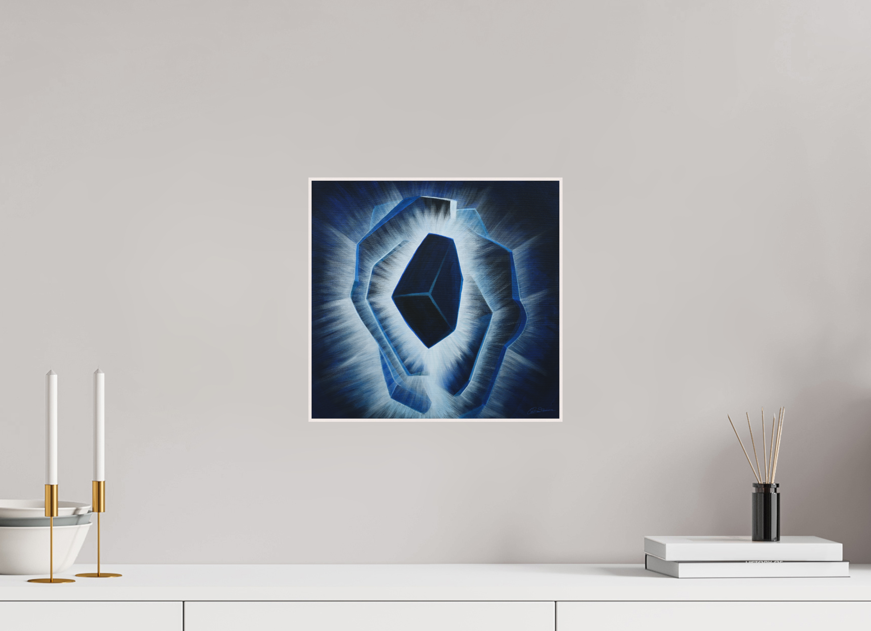 31,2 x 30 cm, Alu-Dibond mit Holzrahmen | weiß Der innere Durchbruch – Erwachen