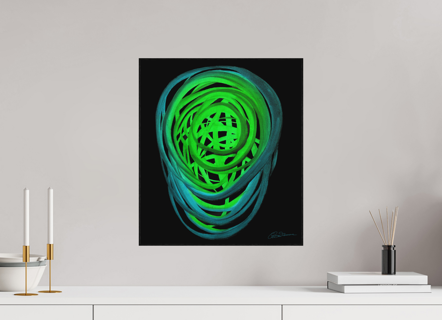 40 x 45,8 cm, Alu-Dibond mit Holzrahmen, schwarz Frühling | Aufbruch