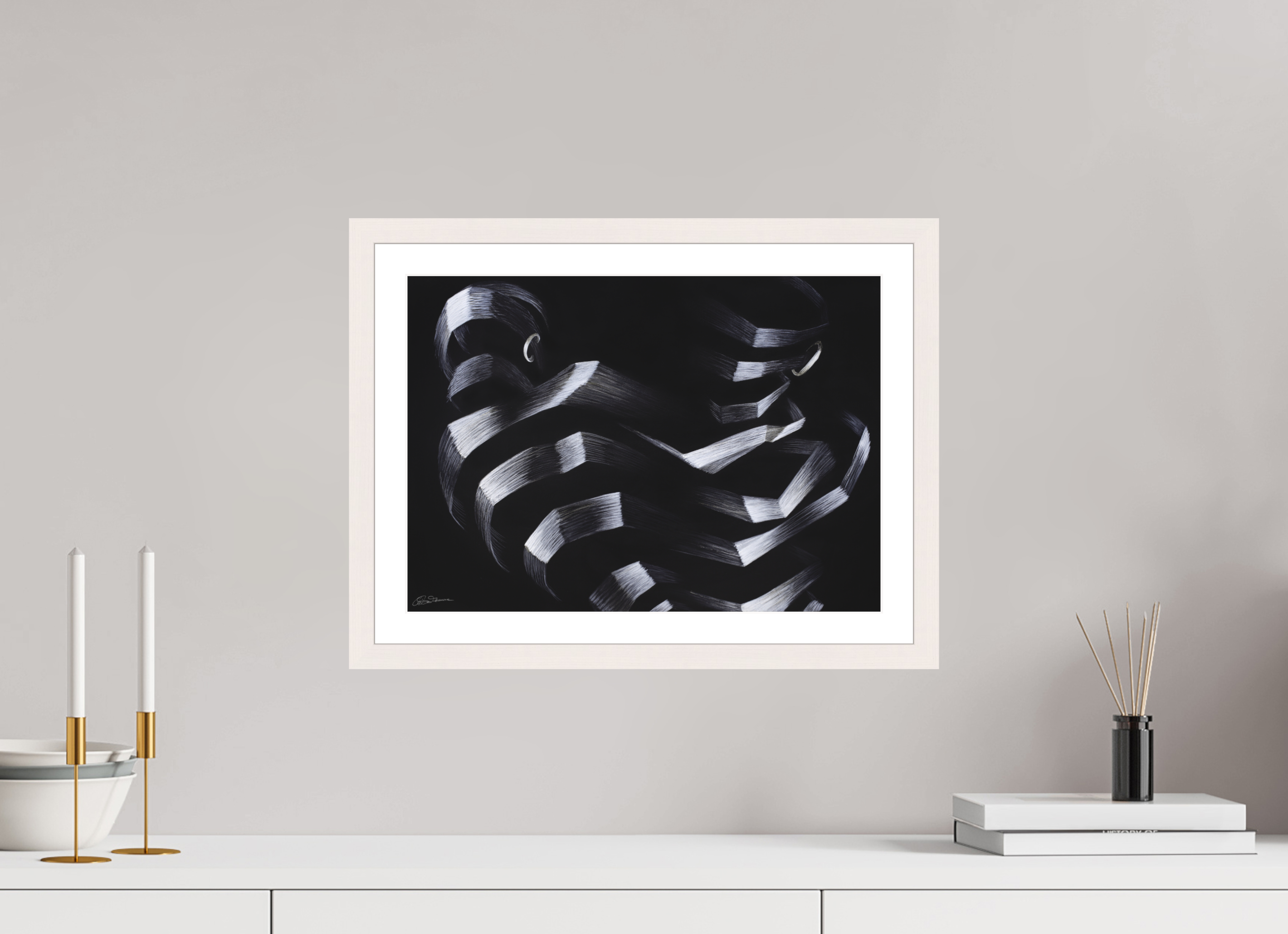 41,9 x 30 cm, Papier mit Holzrahmen, weiß Duell &amp; Duett