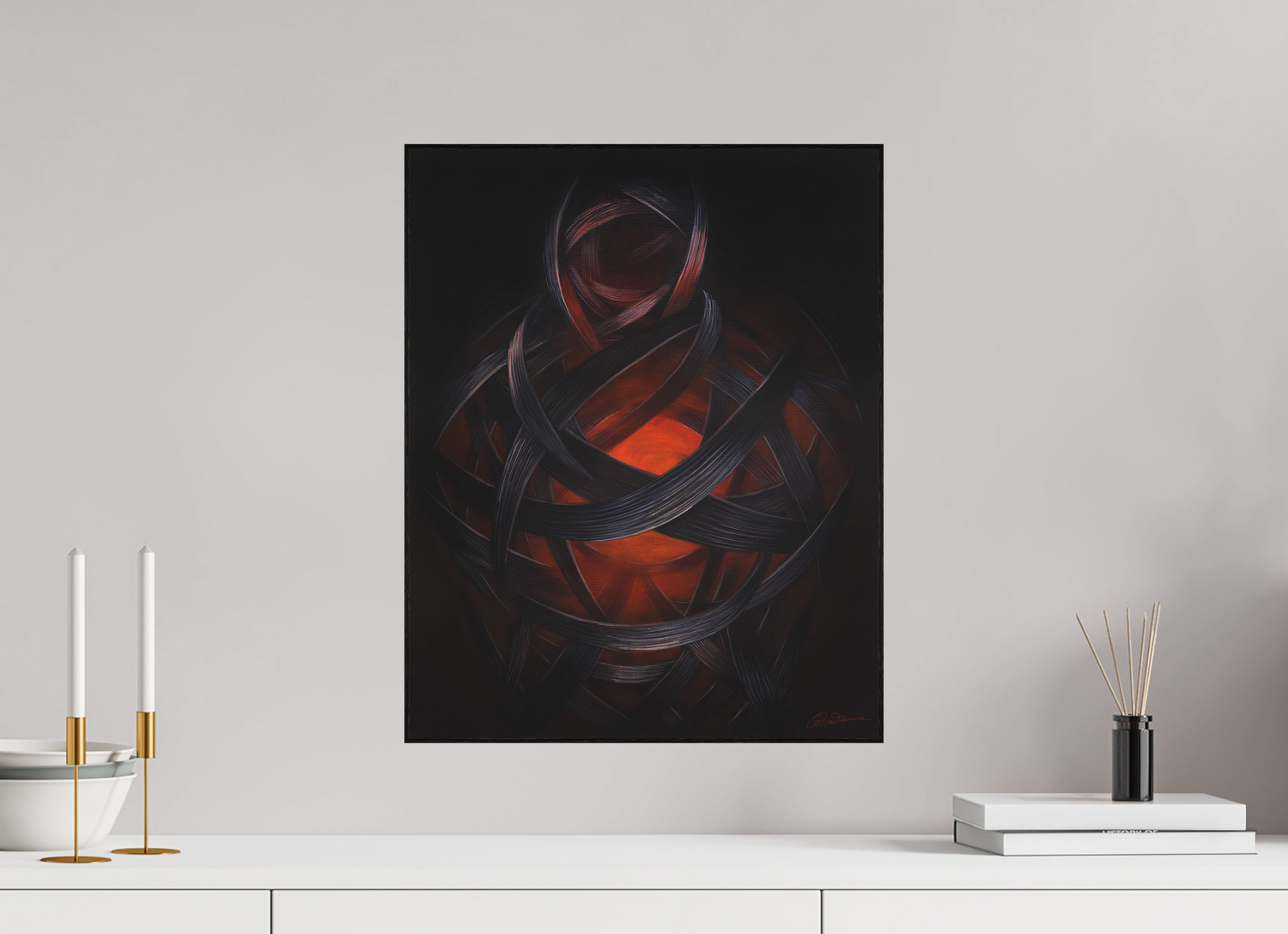 40 x 50,2 cm, Kunstdruck auf Alu-Dibond mit Holzrahmen, schwarz Lucifera – Lichträgerin