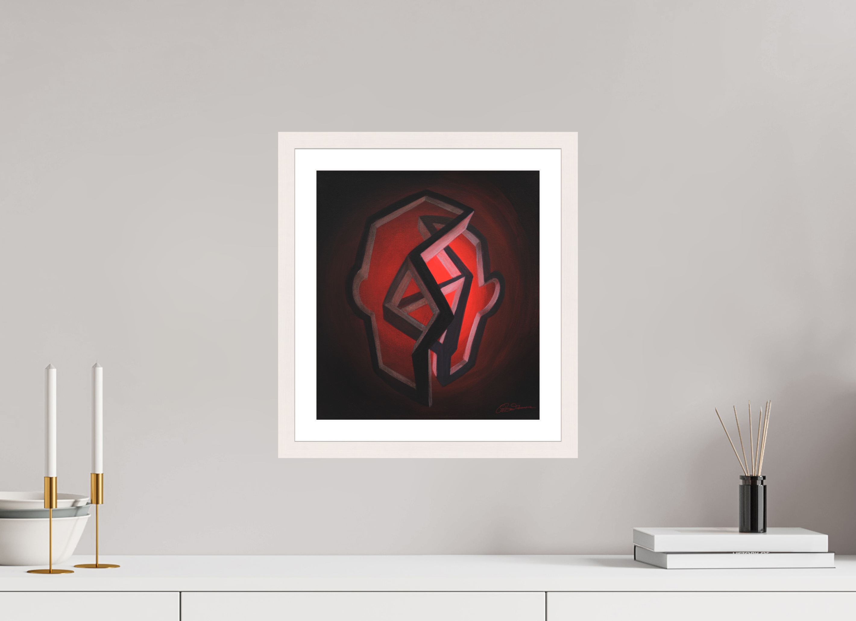 30 x 33,4 cm, Papier mit Holzrahmen, weiß Selbst-Bild. Fort-Schritt