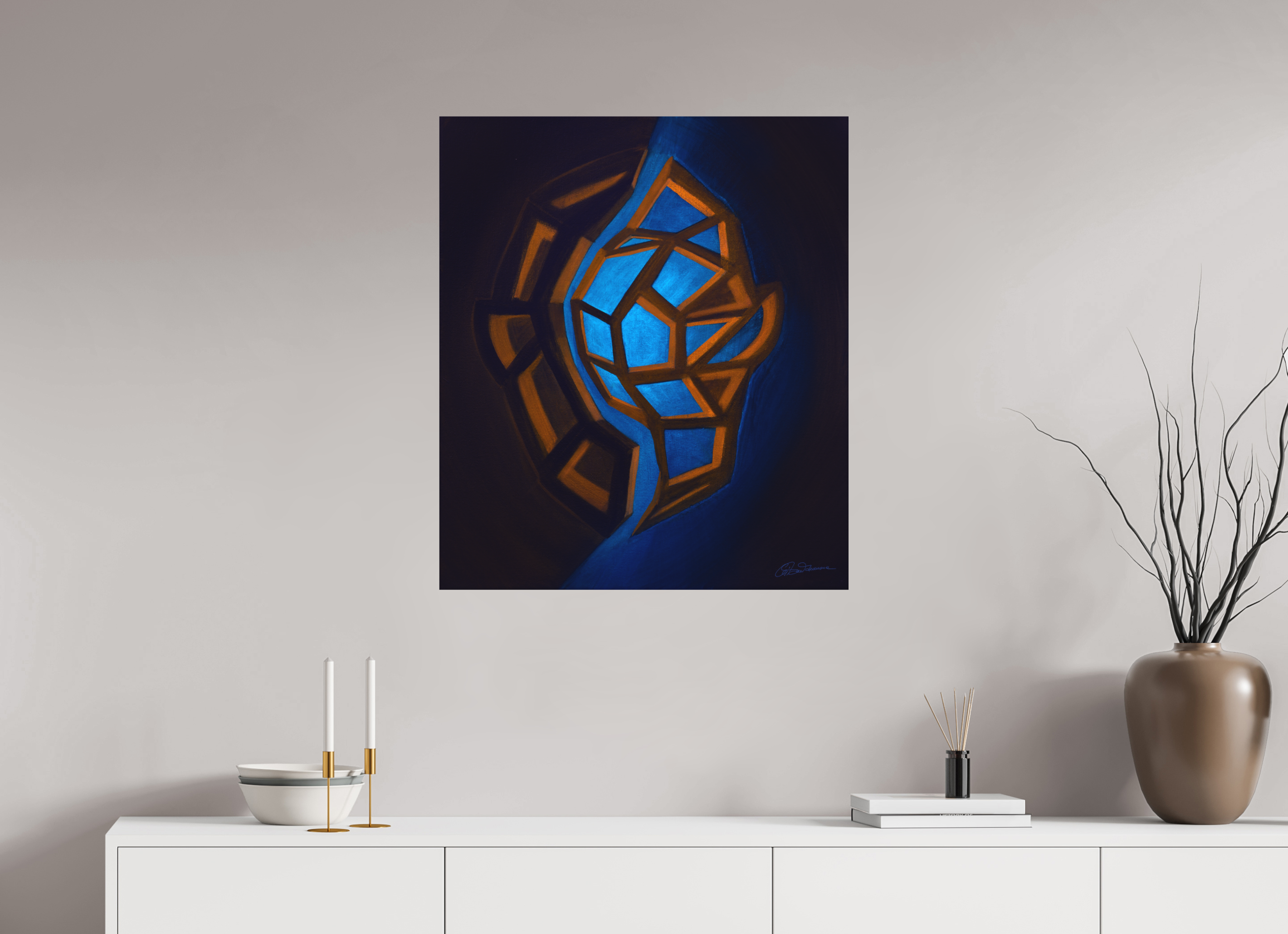 70 x 81 cm, Alu-Dibond-Druck mit Aufhängung Innere Tektonik – Erde &amp; Wasser