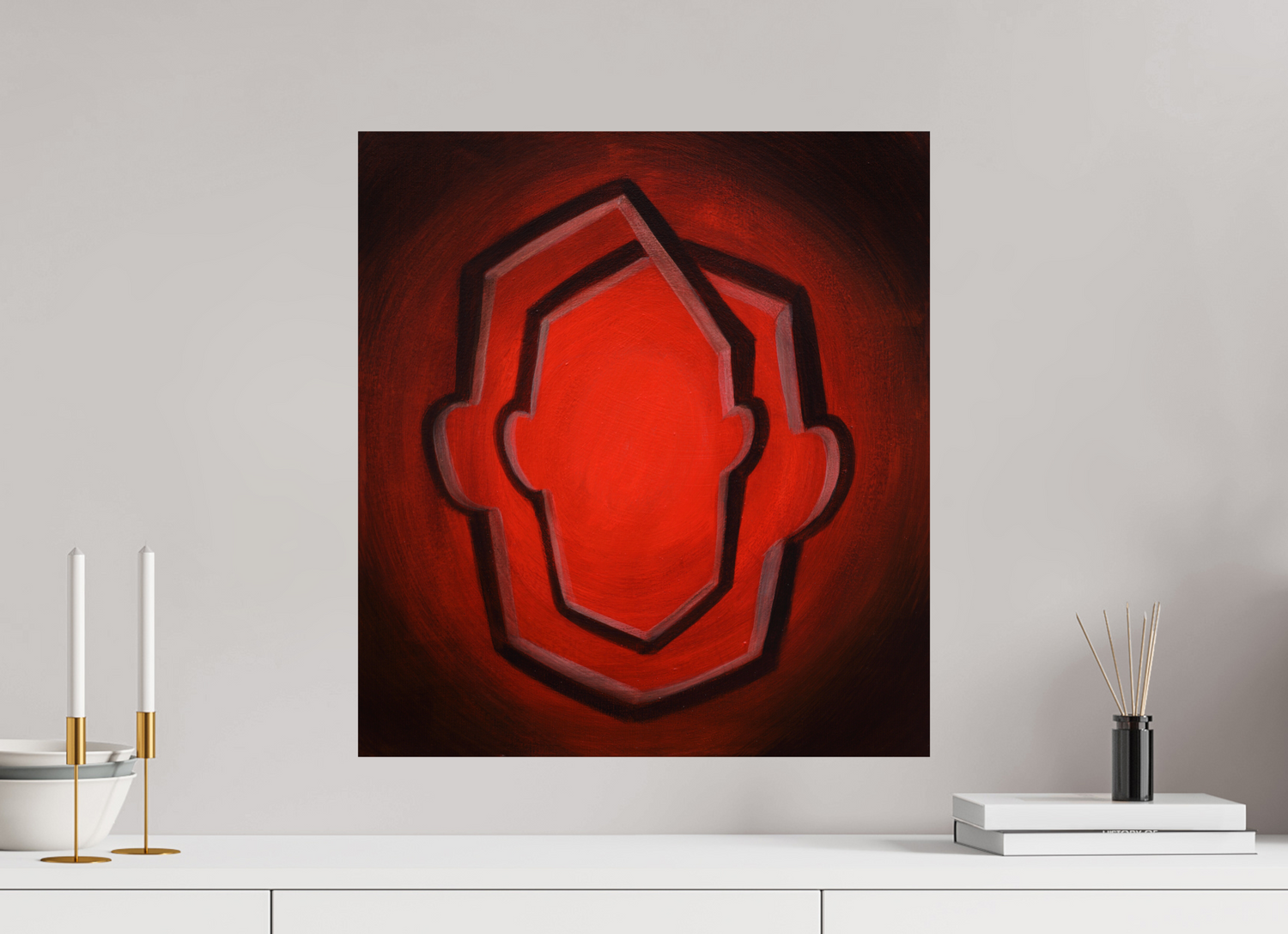 50 x 54,7 cm, Fine Art Print auf Metal Selbst-Bild. Die unendliche Wandlung des Ich