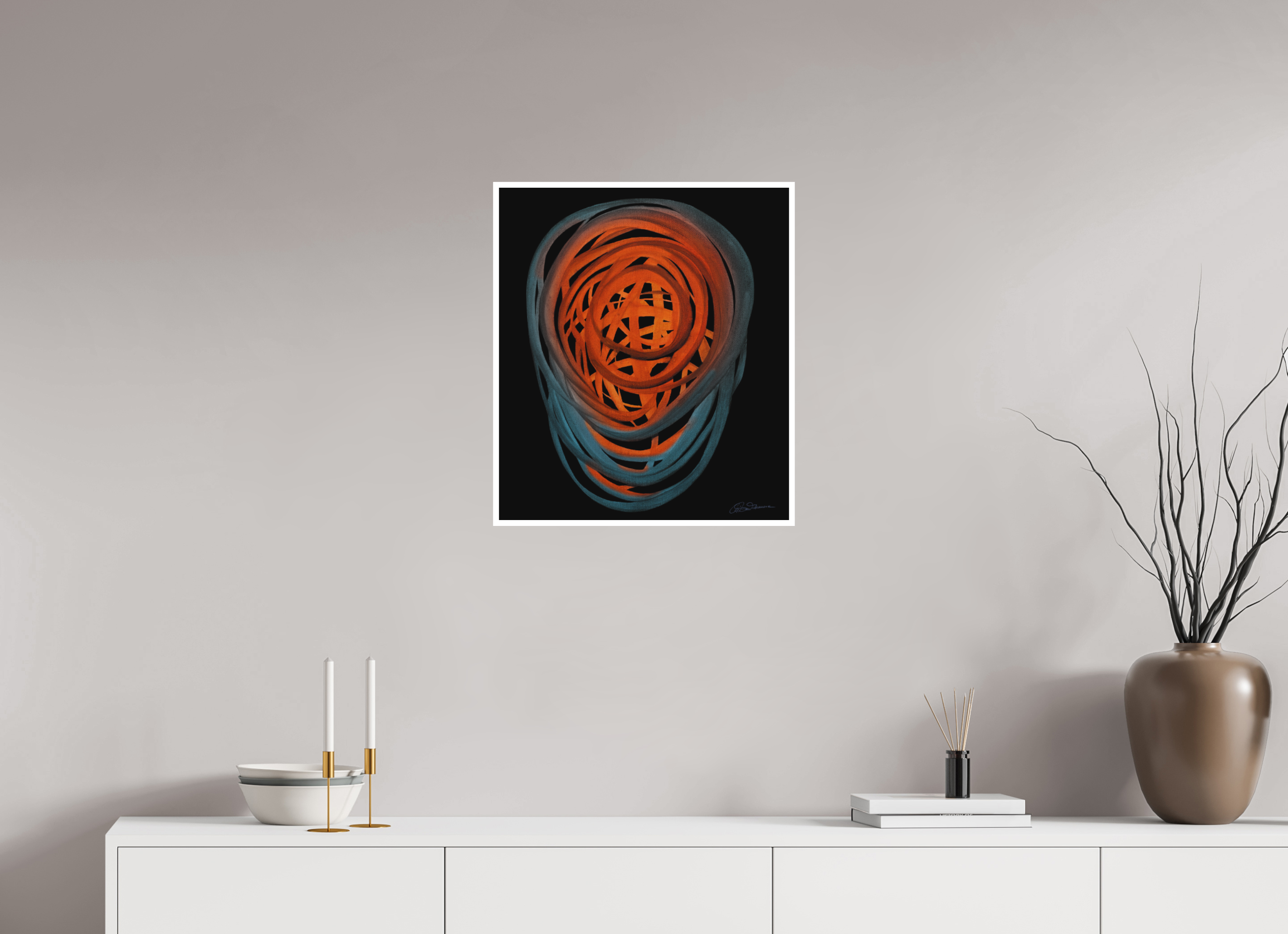 50 x 57,3 cm, Papier ohne Rahmen Feuer &amp; Wasser | Spätsommer